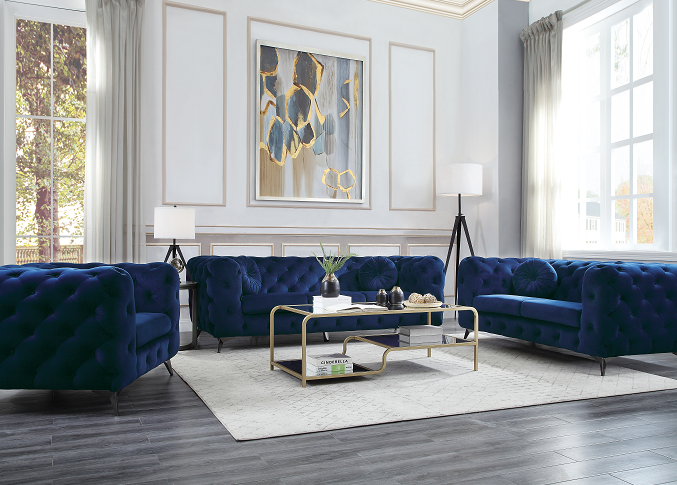 Atronia Blue Fabric Sofa - Joseph's Furniture (East Orange, NJ)