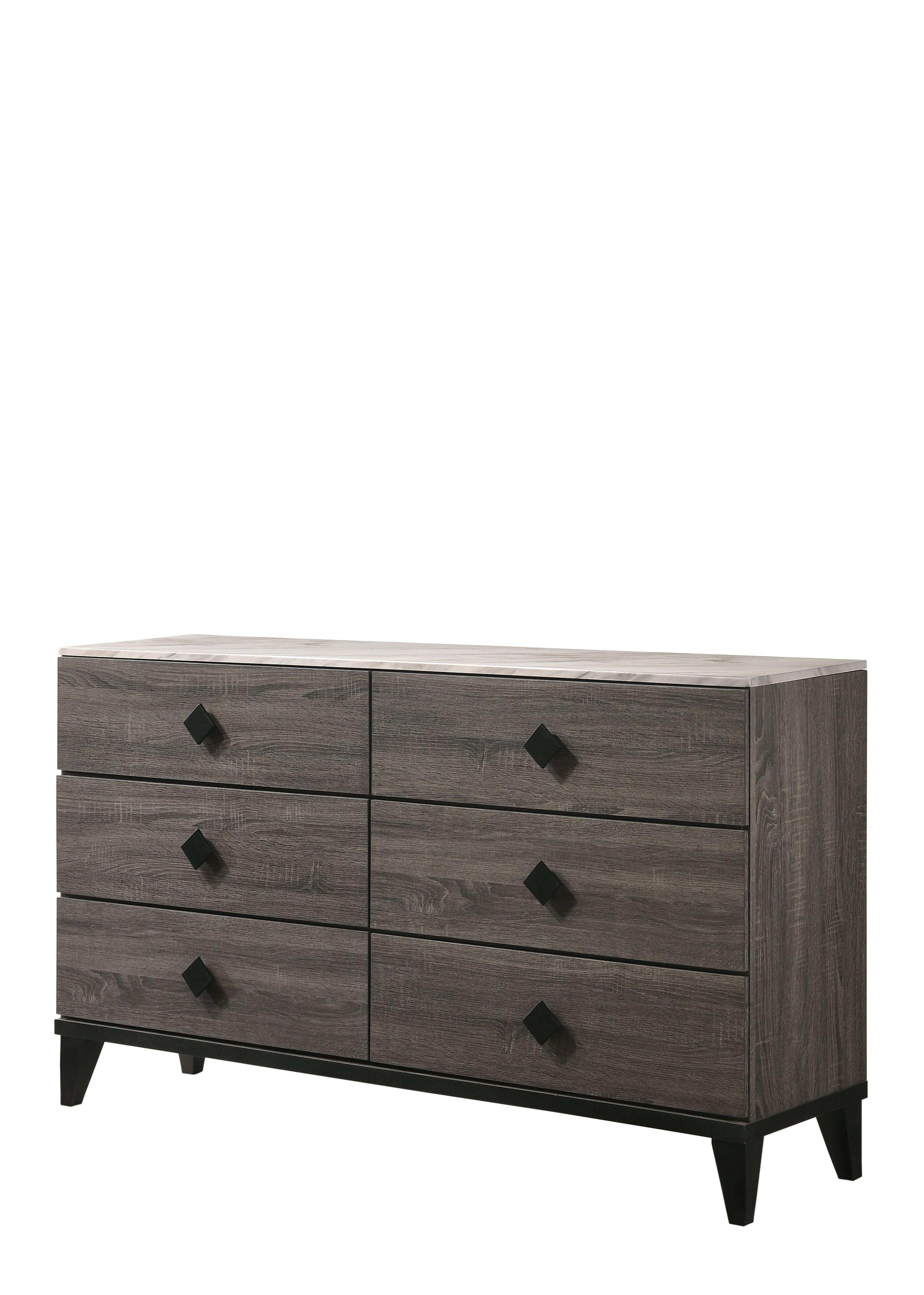 Avantika Faux Marble & Rustic Gray Oak Dresser - Joseph's Furniture (East Orange, NJ)