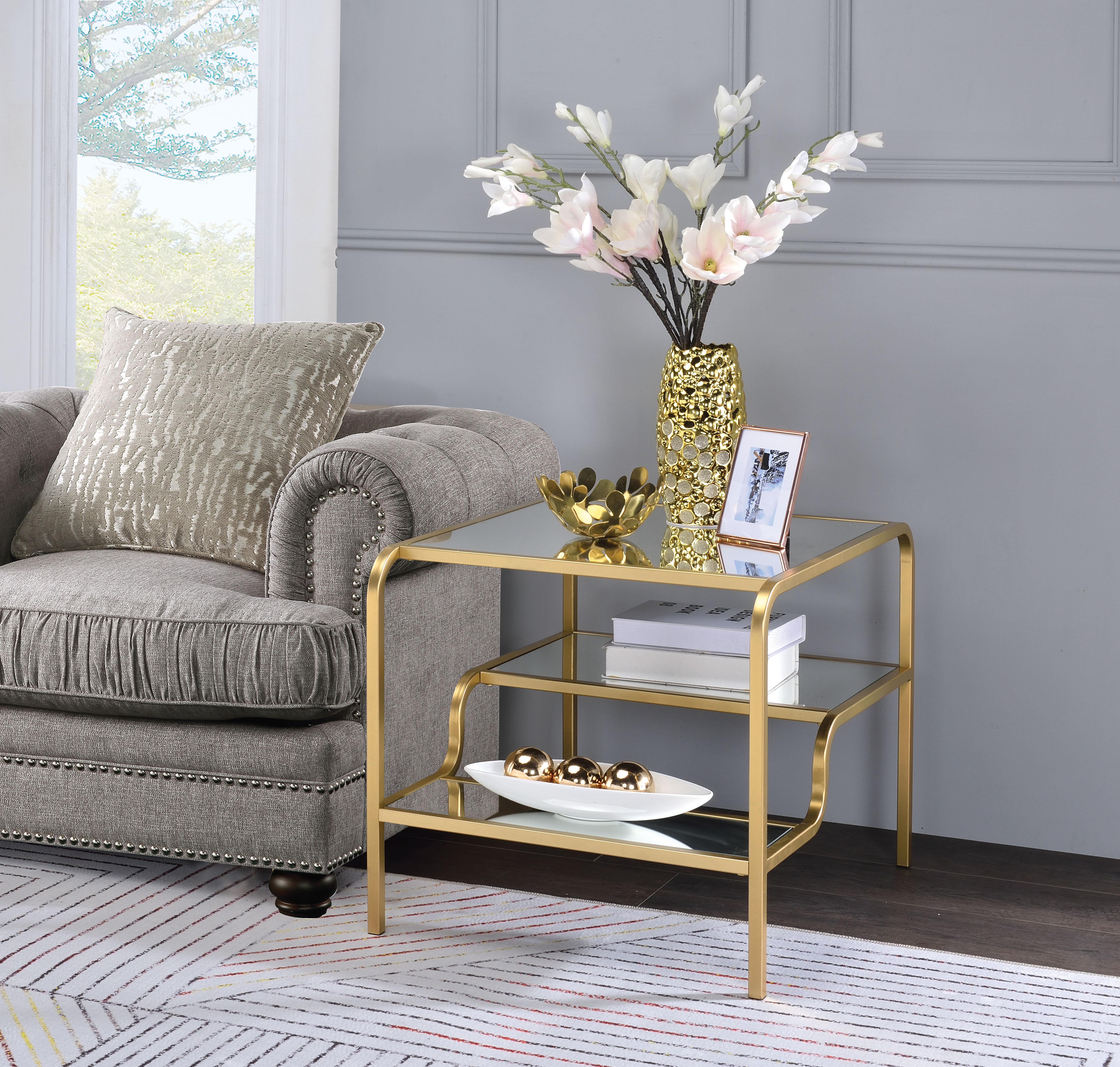 Astrid Gold & Mirror End Table - Joseph's Furniture (East Orange, NJ)
