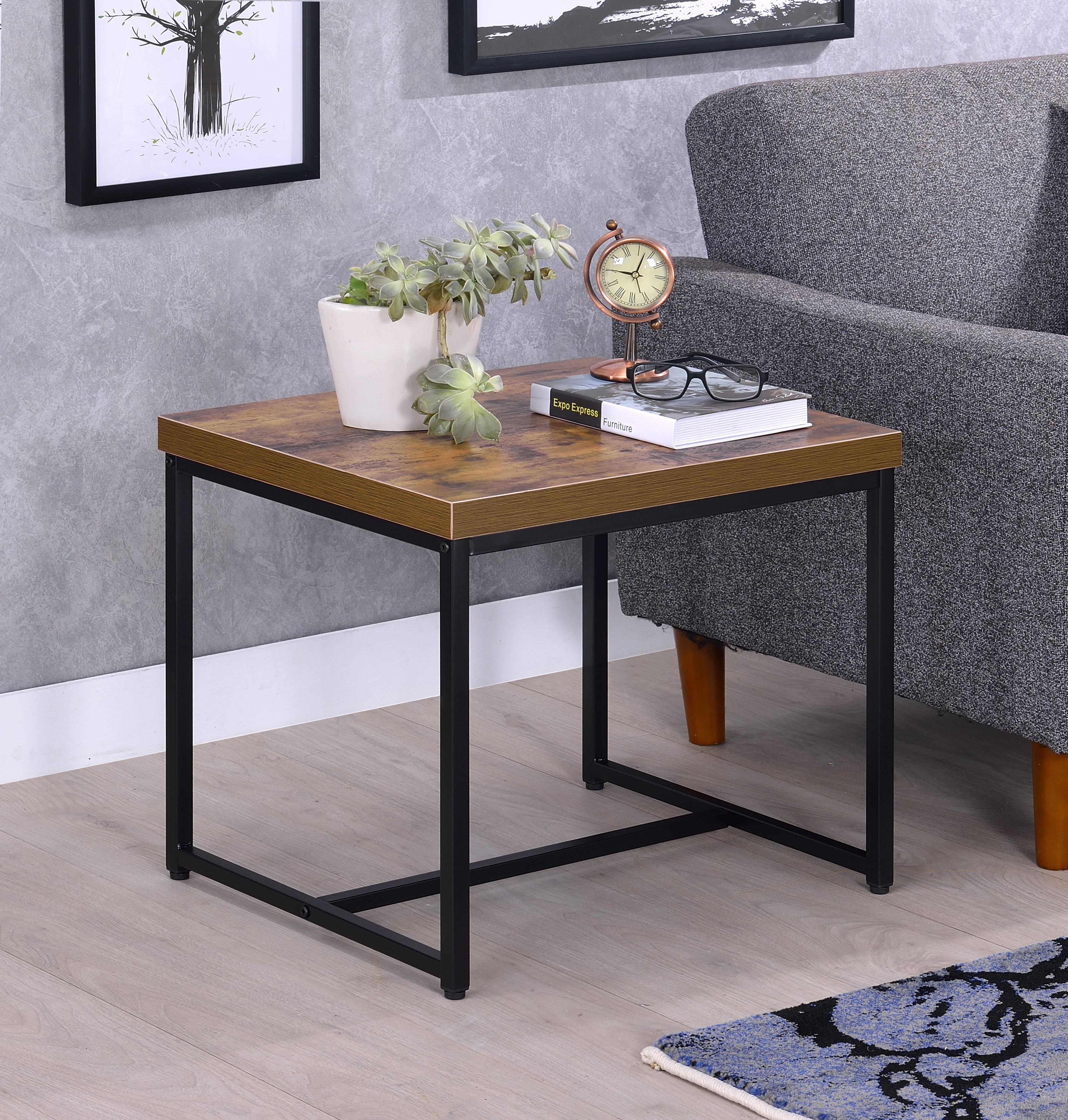 Bob Weathered Oak & Black End Table - Joseph's Furniture (East Orange, NJ)