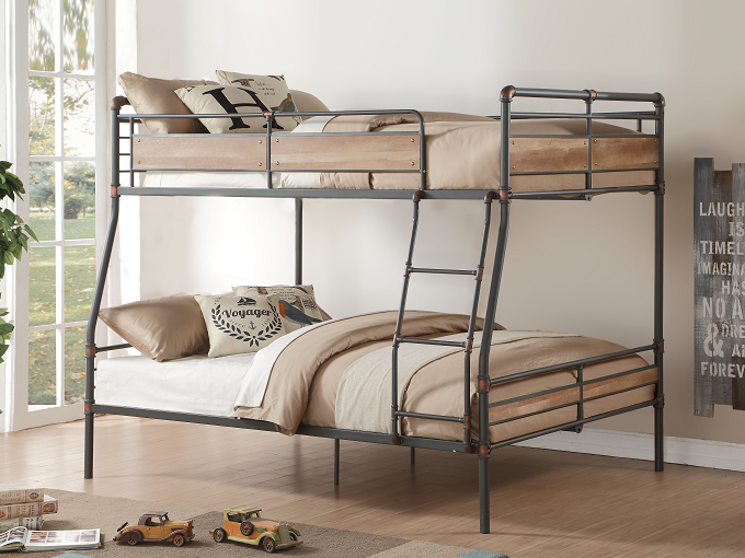 Brantley II Sandy Black & Dark Bronze Hand-Brushed Full XL/Queen Bunk Bed - Joseph's Furniture (East Orange, NJ)