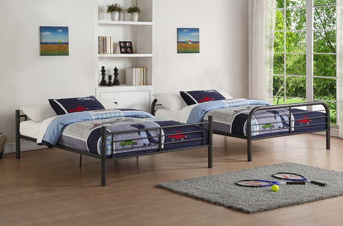 Bristol Gunmetal Bunk Bed (Full/Full) - Joseph's Furniture (East Orange, NJ)
