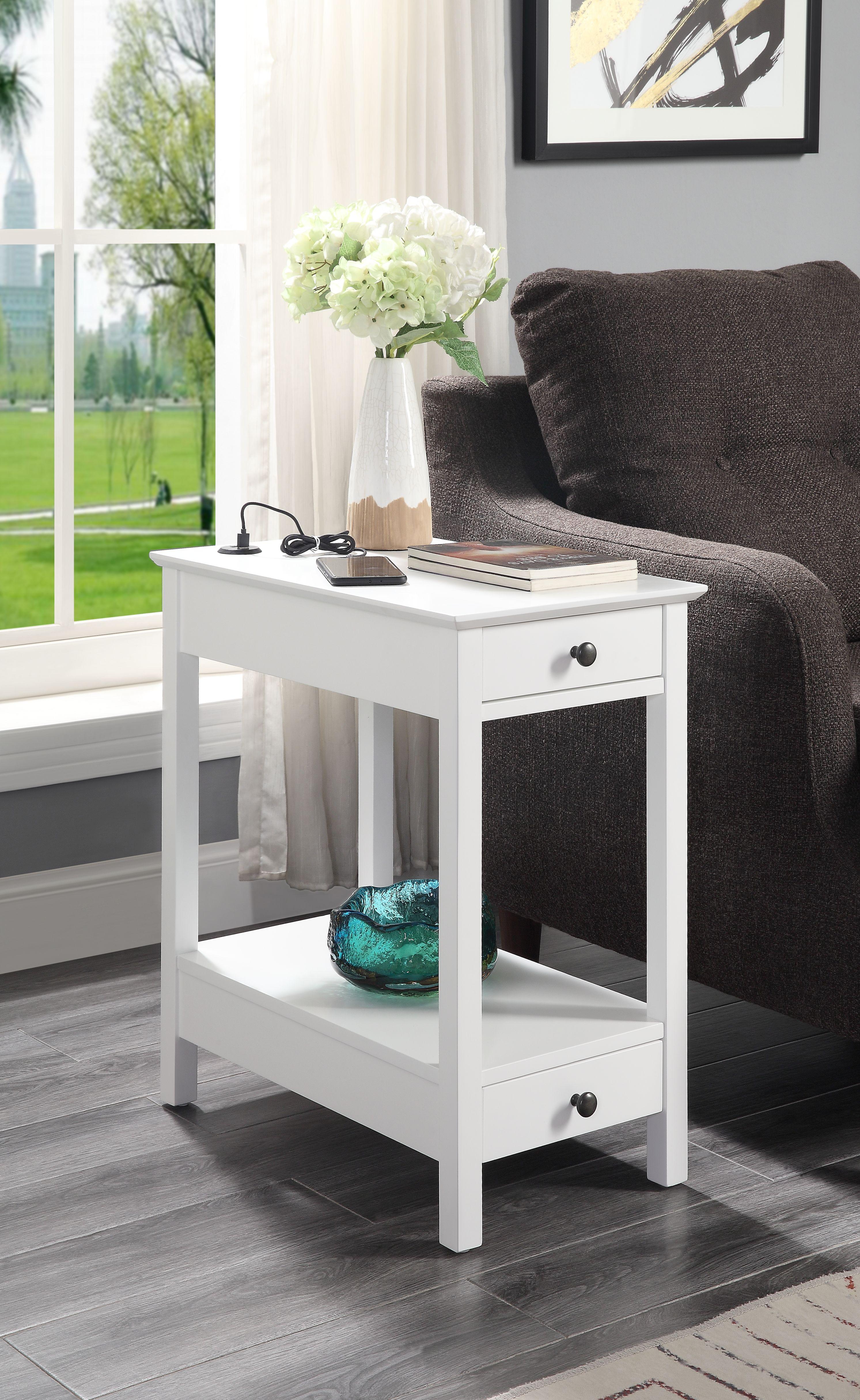 Byzad White Side Table (USB Charging Dock) - Joseph's Furniture (East Orange, NJ)