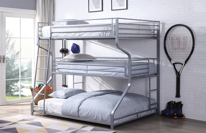 Caius II Silver Bunk Bed (Triple Full/Twin/Queen) - Joseph's Furniture (East Orange, NJ)