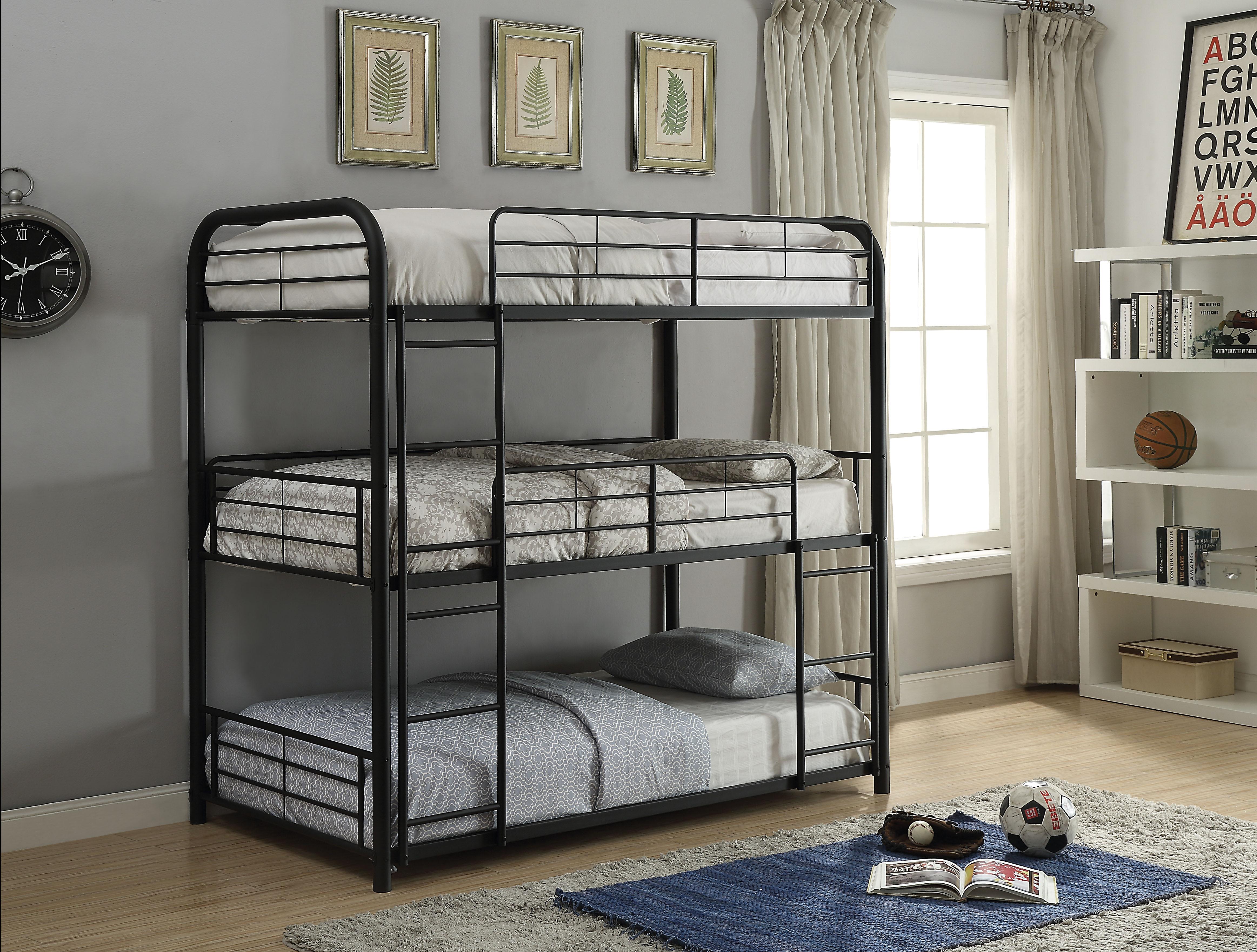 Cairo Sandy Black Bunk Bed (Triple Full) - Joseph's Furniture (East Orange, NJ)