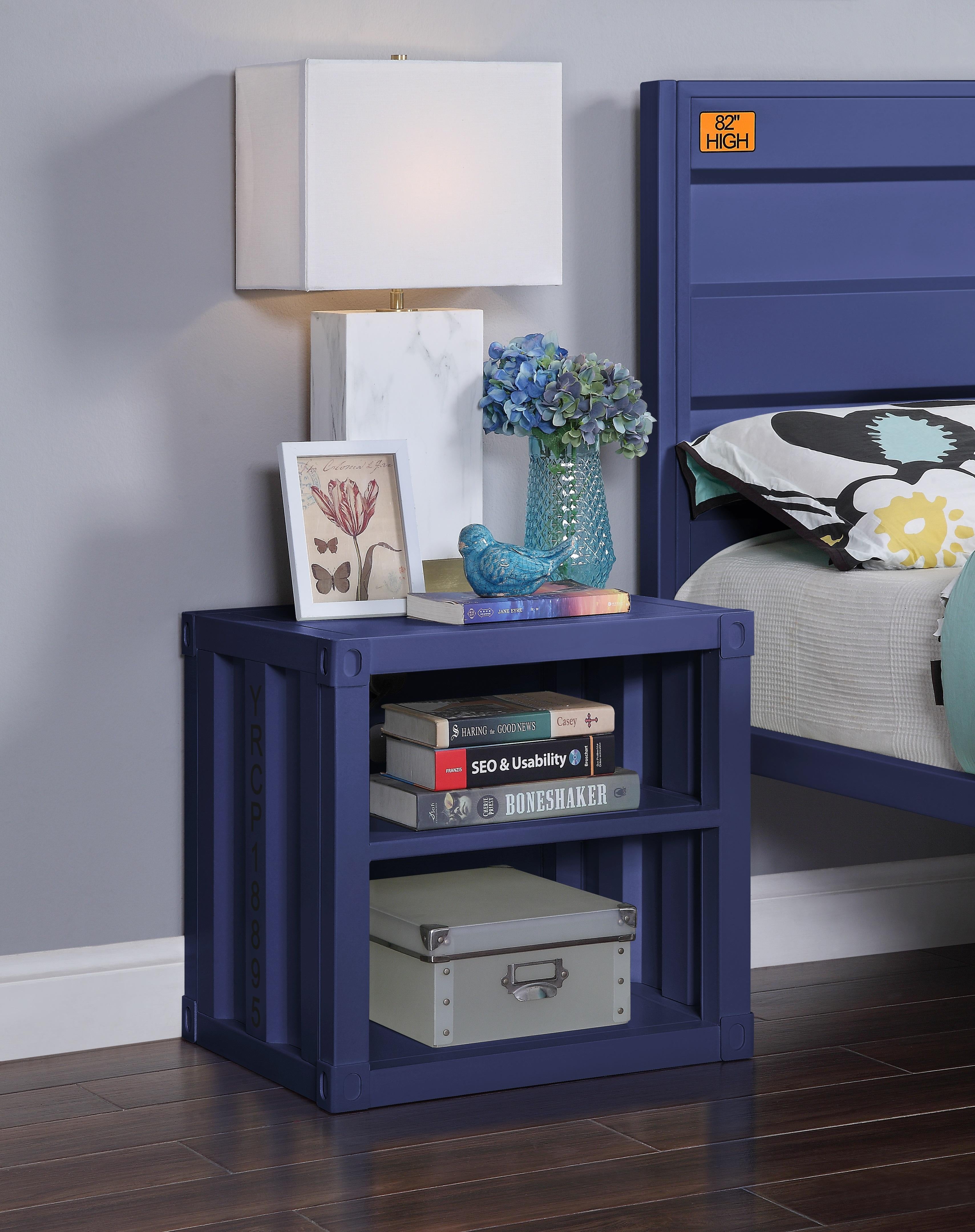 Cargo Blue Nightstand (USB) - Joseph's Furniture (East Orange, NJ)