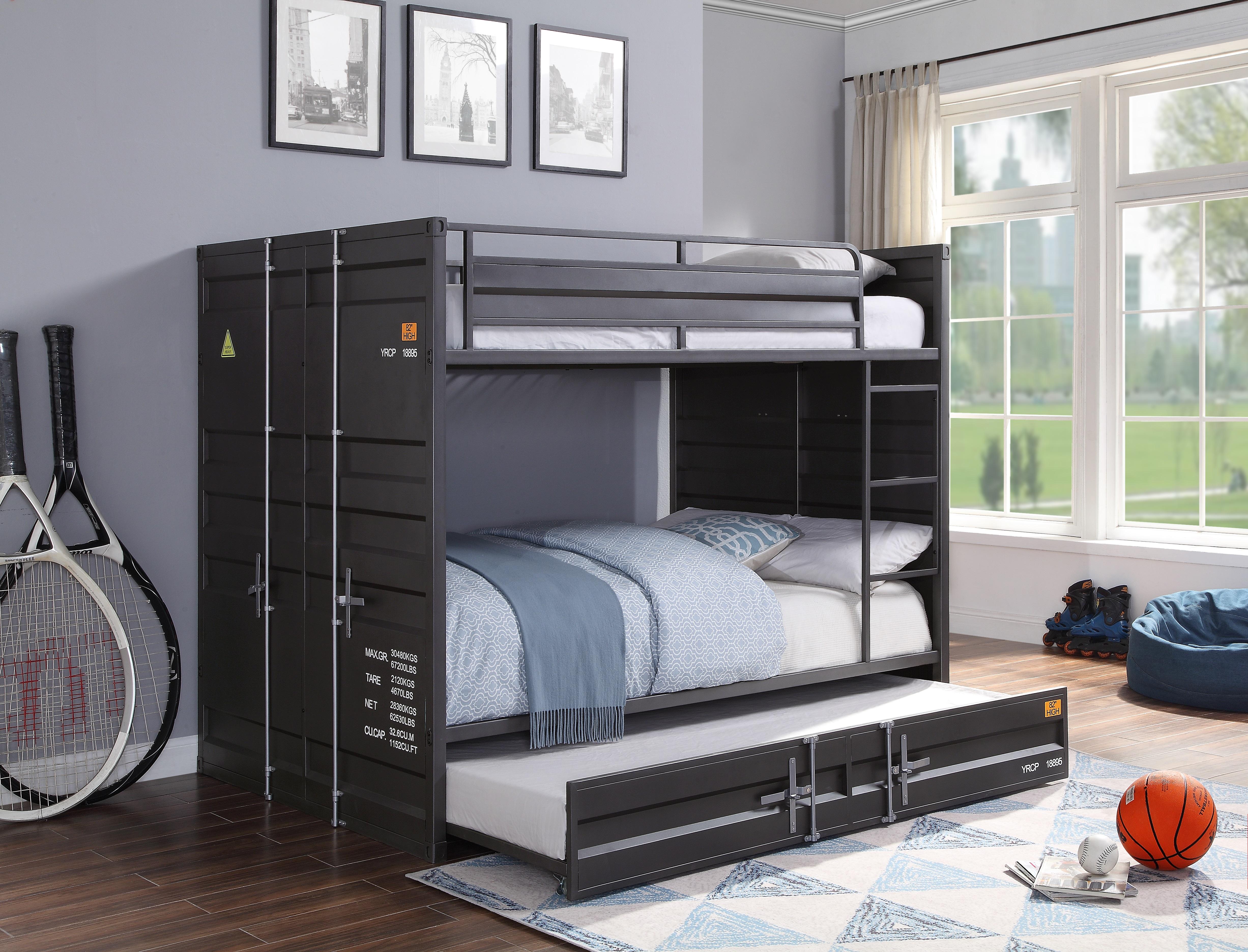Cargo Gunmetal Bunk Bed (Full/Full) - Joseph's Furniture (East Orange, NJ)