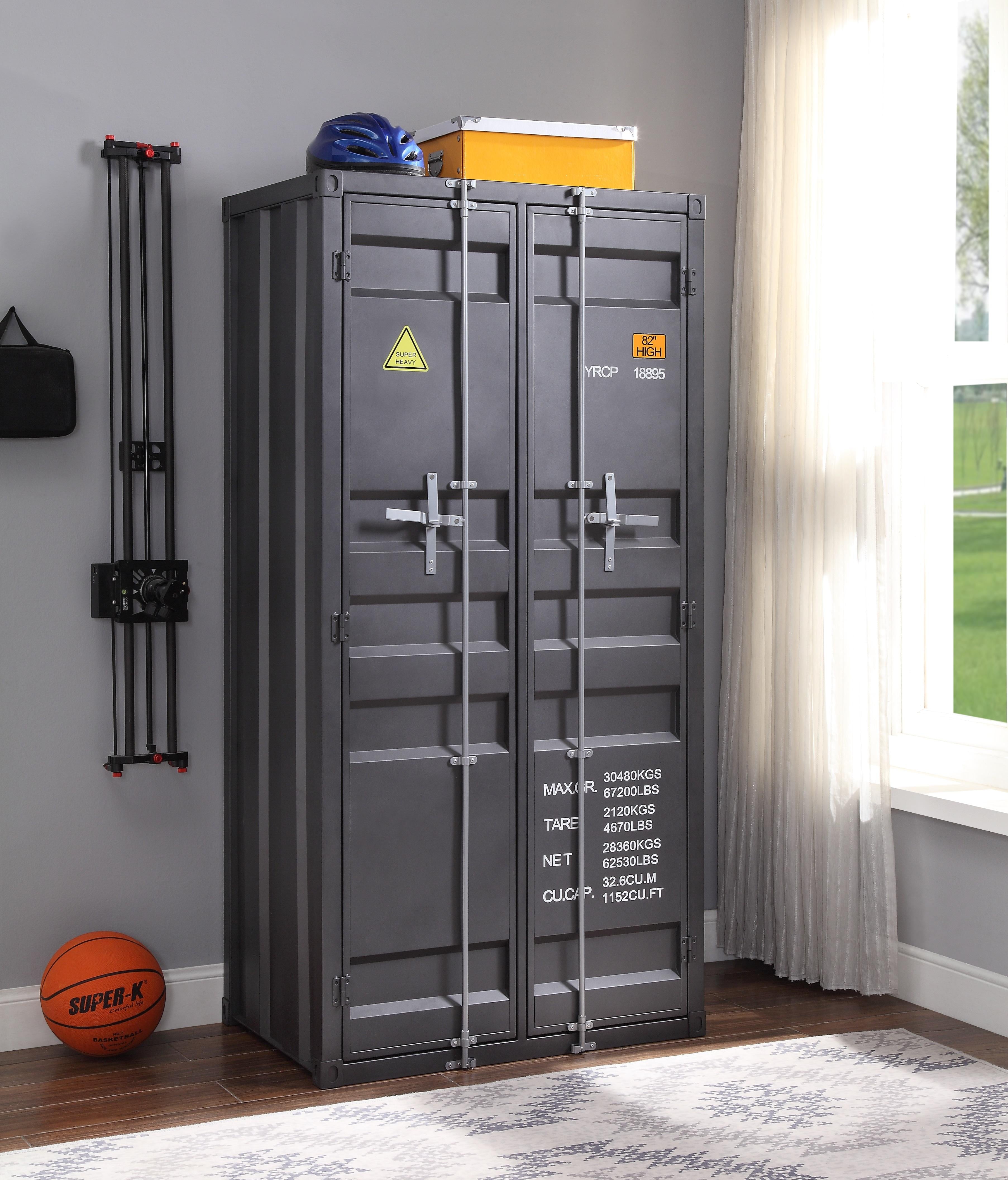 Cargo Gunmetal Wardrobe (Double Door) - Joseph's Furniture (East Orange, NJ)