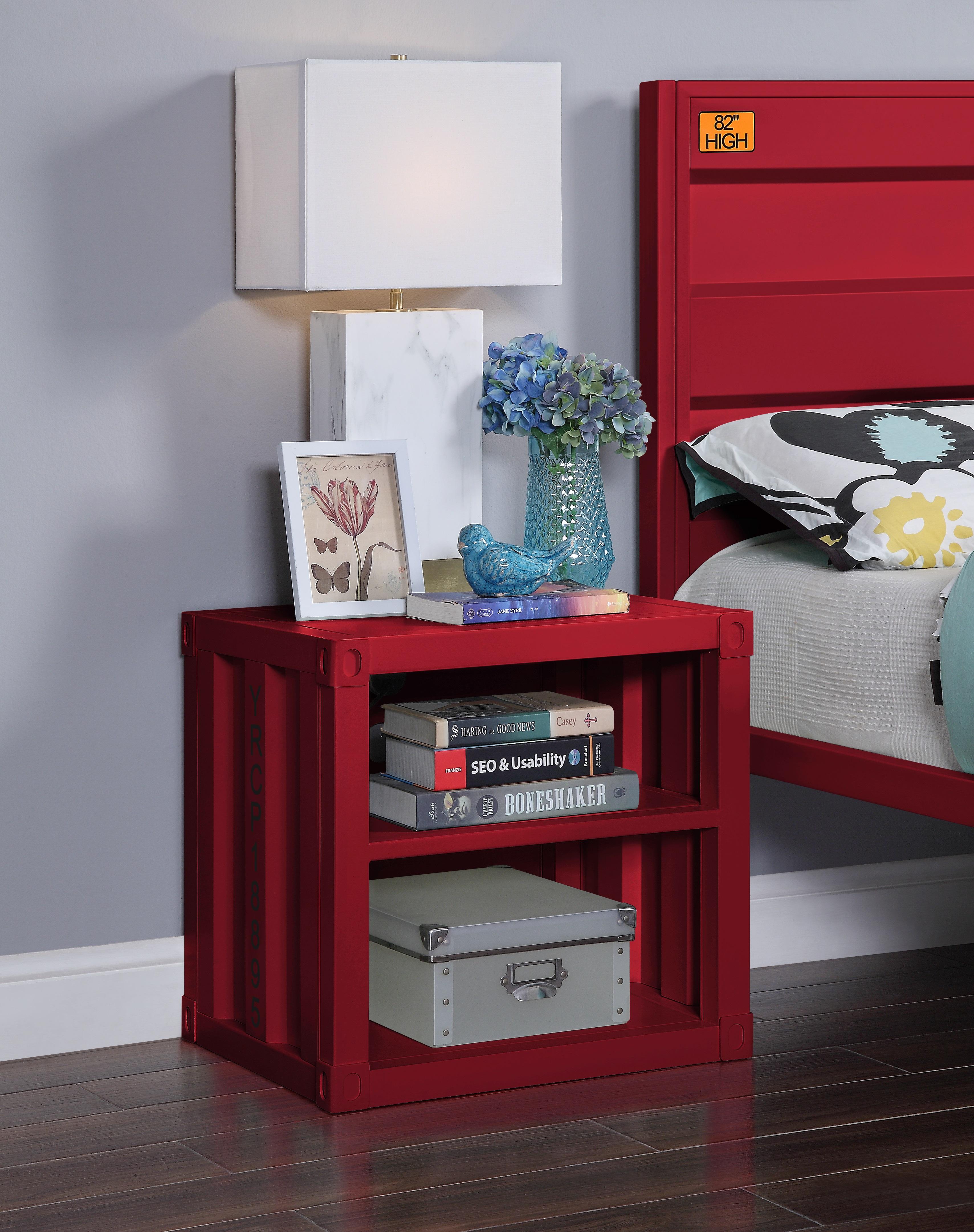 Cargo Red Nightstand (USB) - Joseph's Furniture (East Orange, NJ)