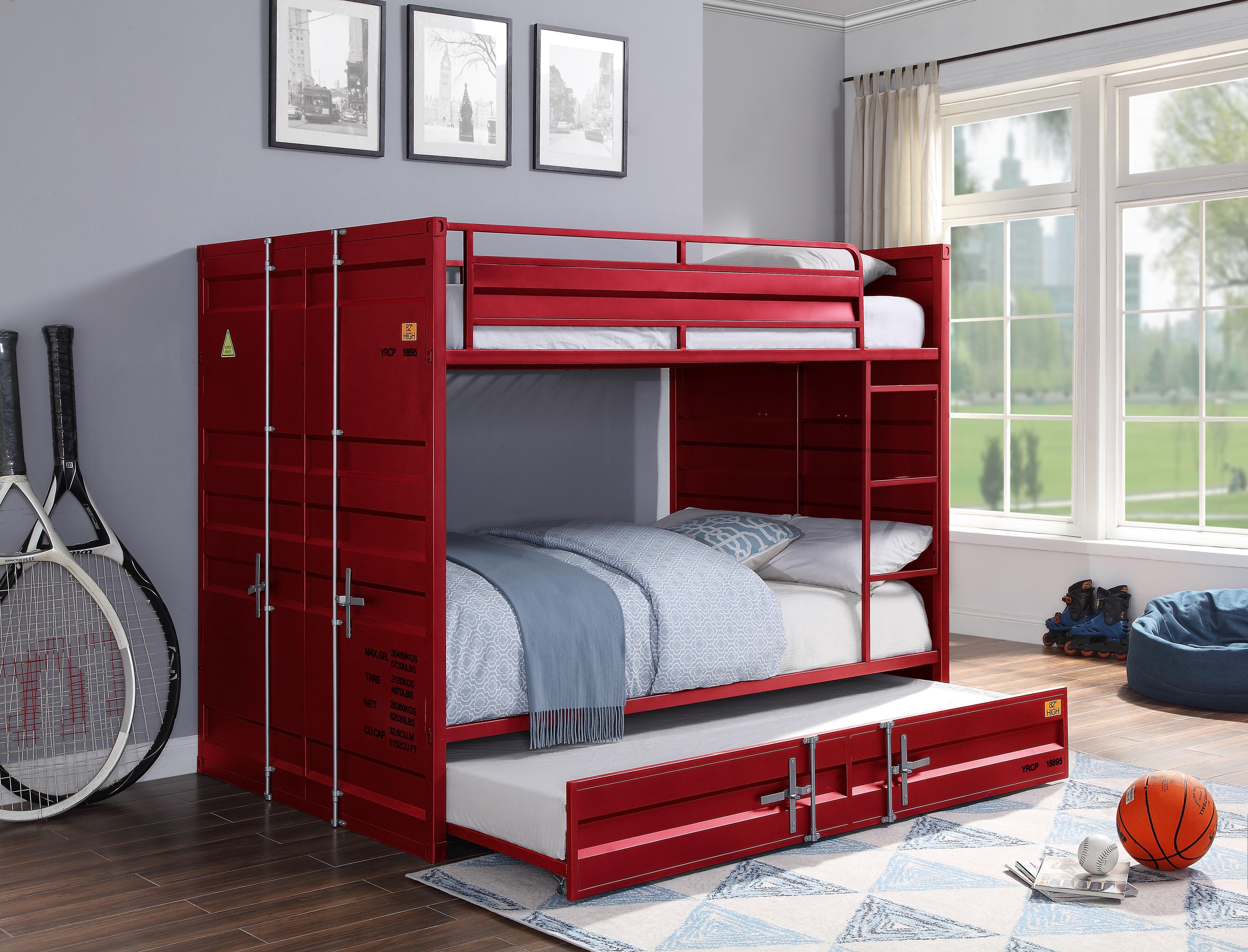 Cargo Red Bunk Bed (Full/Full) - Joseph's Furniture (East Orange, NJ)