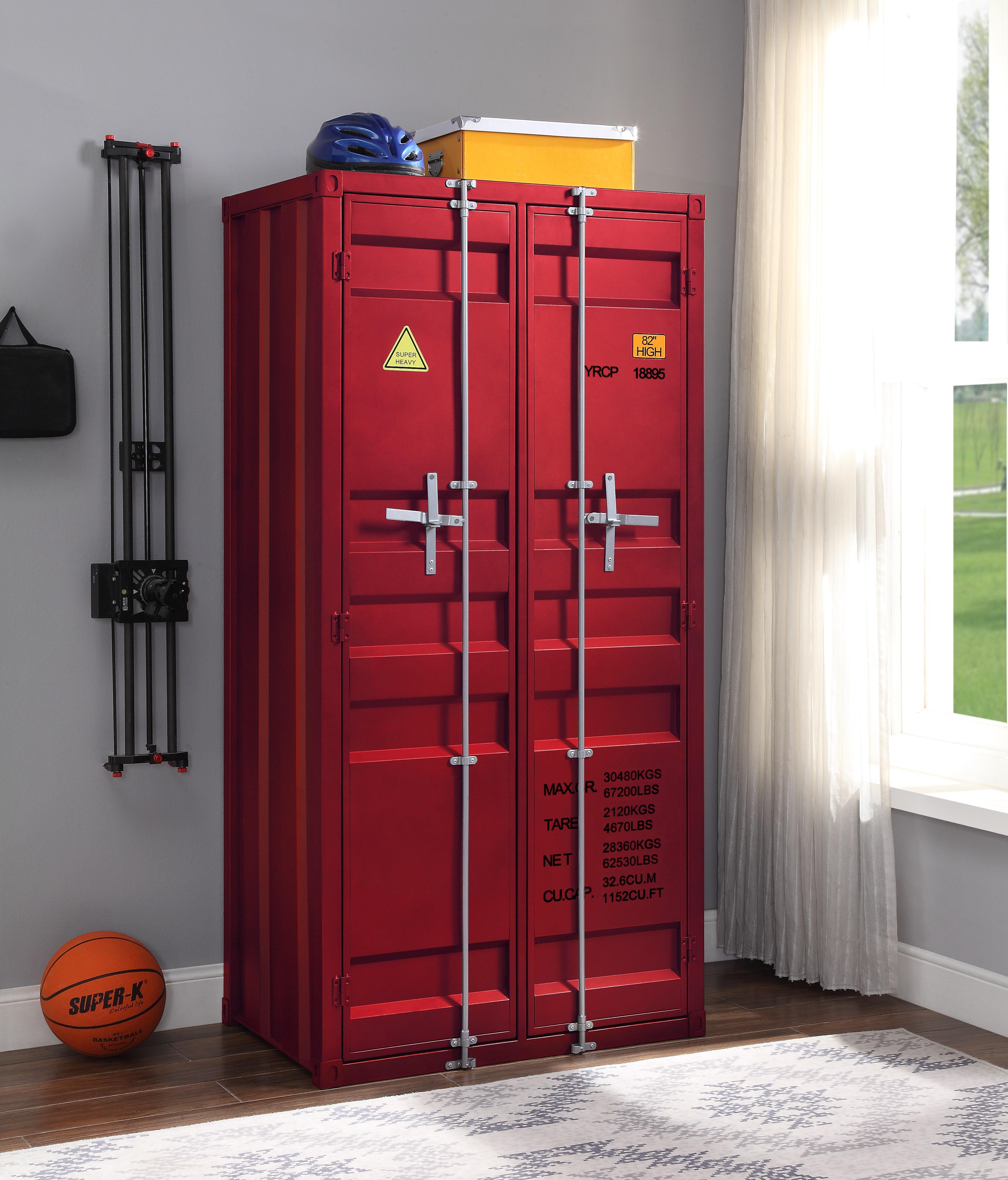 Cargo Red Wardrobe (Double Door) - Joseph's Furniture (East Orange, NJ)
