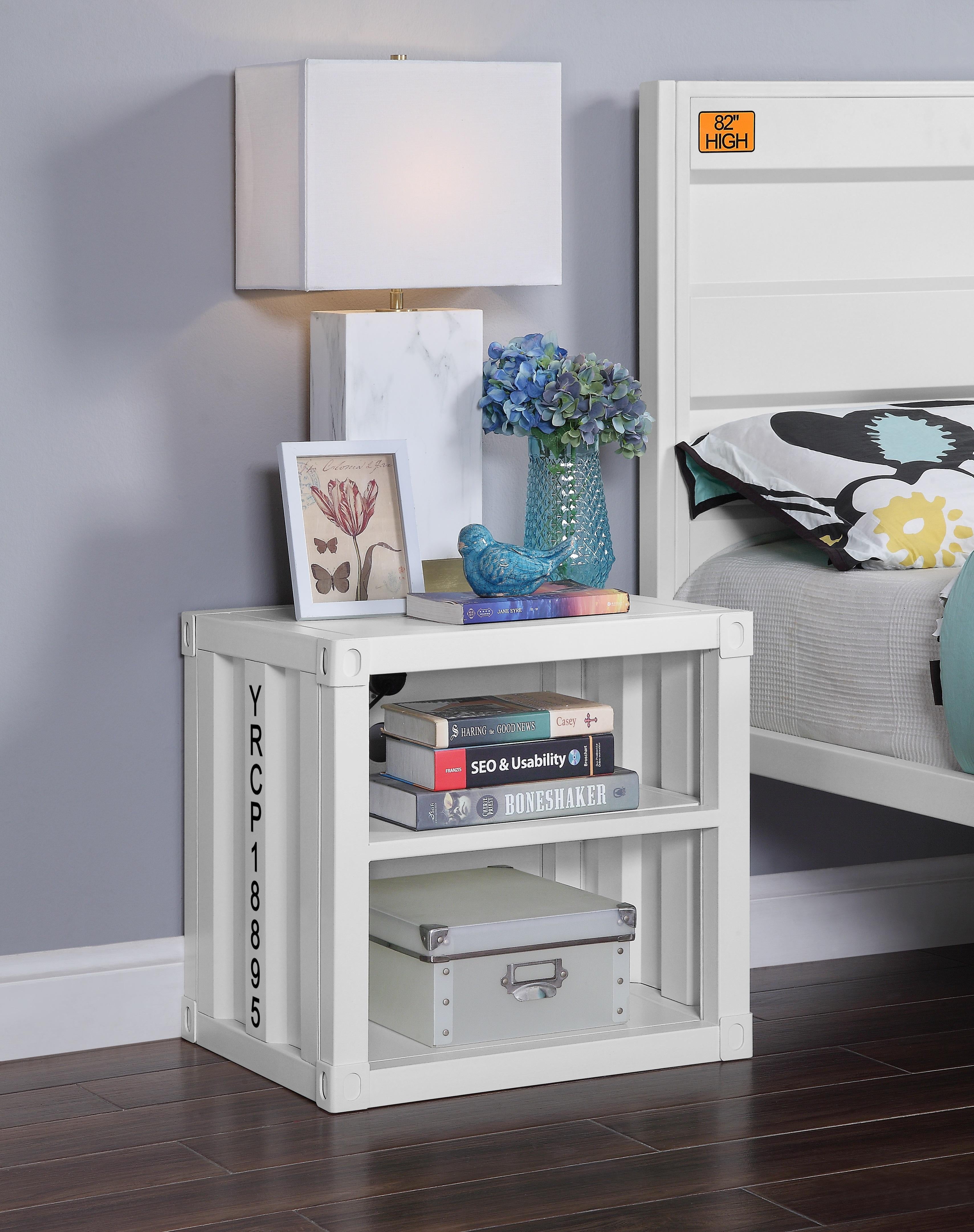 Cargo White Nightstand (USB) - Joseph's Furniture (East Orange, NJ)