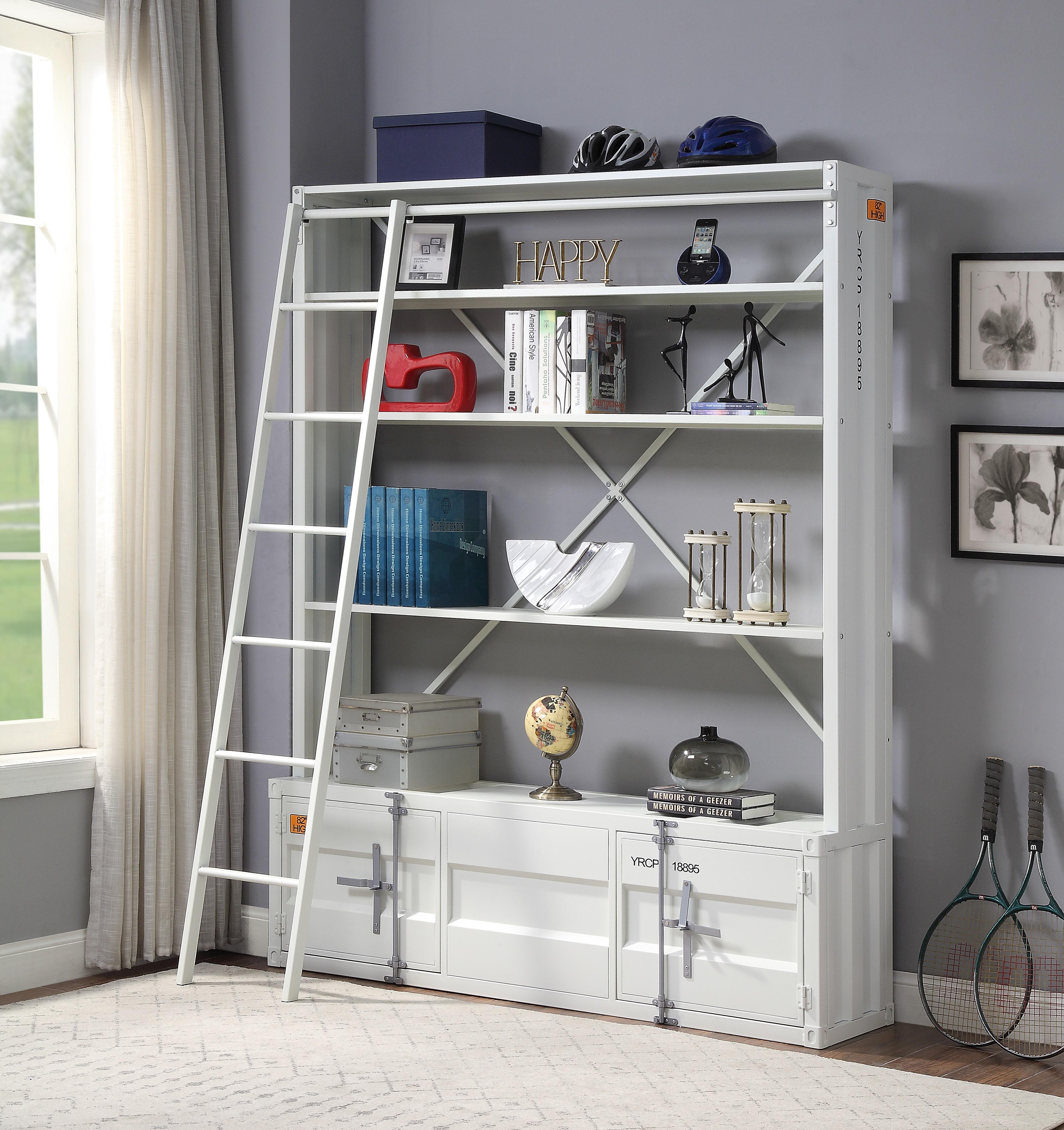 Cargo White Bookshelf & Ladder - Joseph's Furniture (East Orange, NJ)