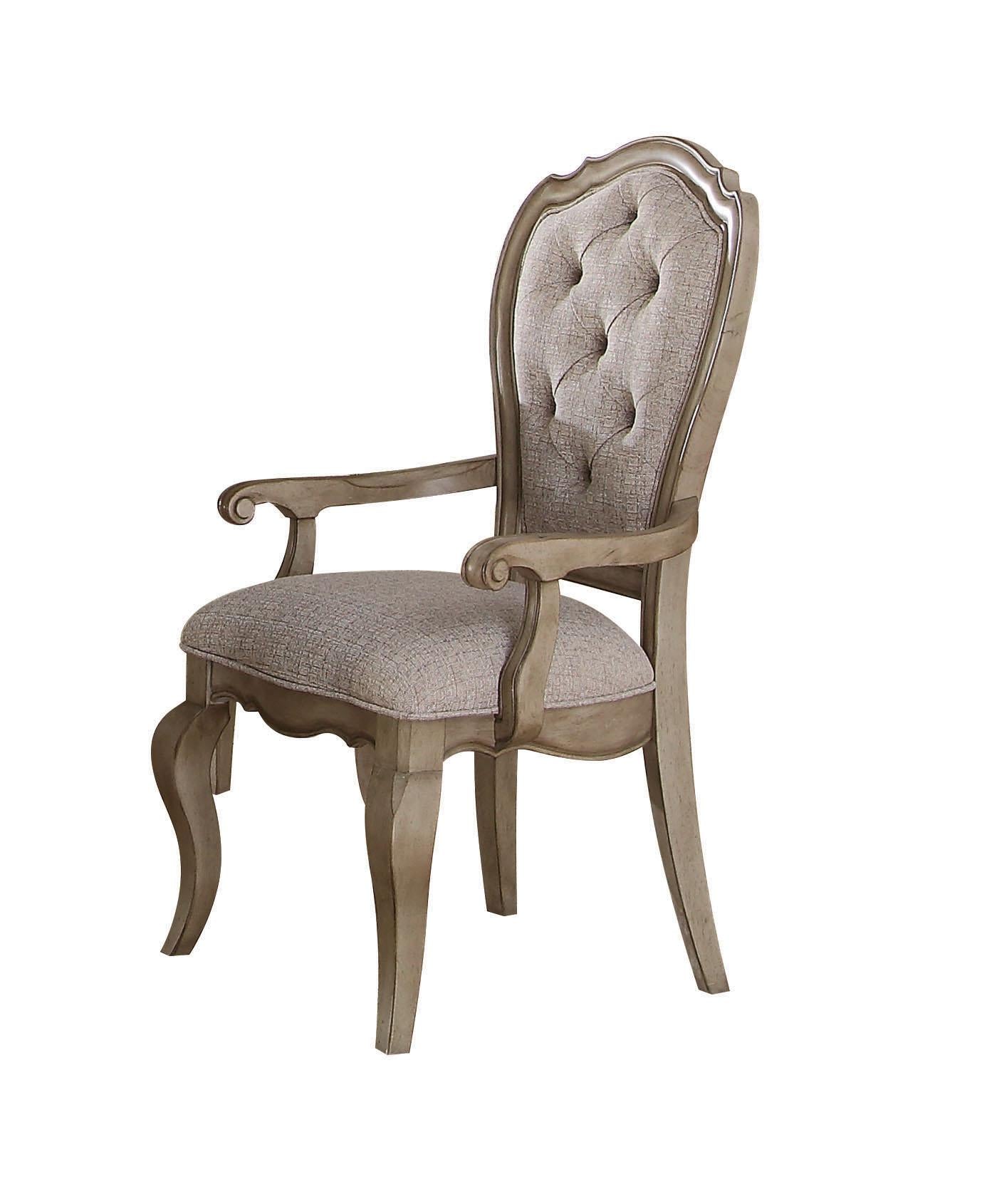 Chelmsford Beige Fabric & Antique Taupe Arm Chair - Joseph's Furniture (East Orange, NJ)