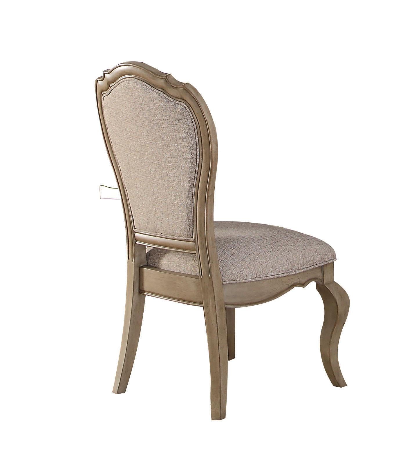 Chelmsford Beige Fabric & Antique Taupe Side Chair - Joseph's Furniture (East Orange, NJ)