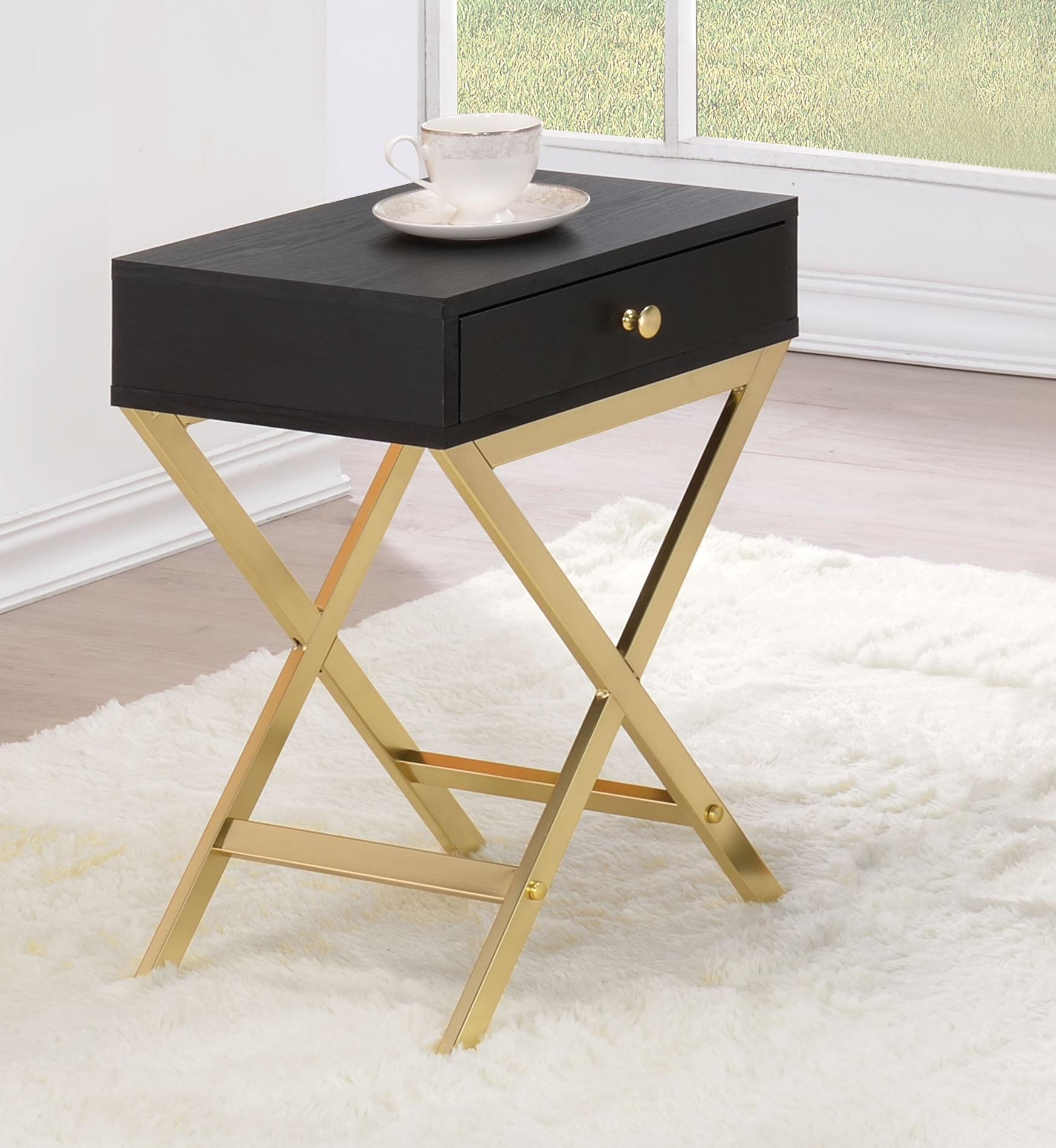 Coleen Black & Brass Side Table - Joseph's Furniture (East Orange, NJ)