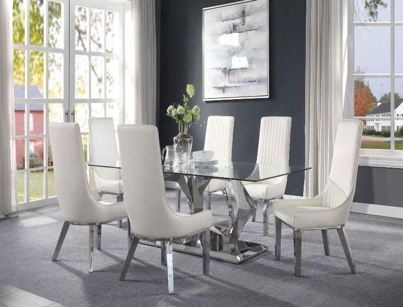 Gianna Clear Glass & Stainless Steel Dining Room Set - Joseph's Furniture (East Orange, NJ)