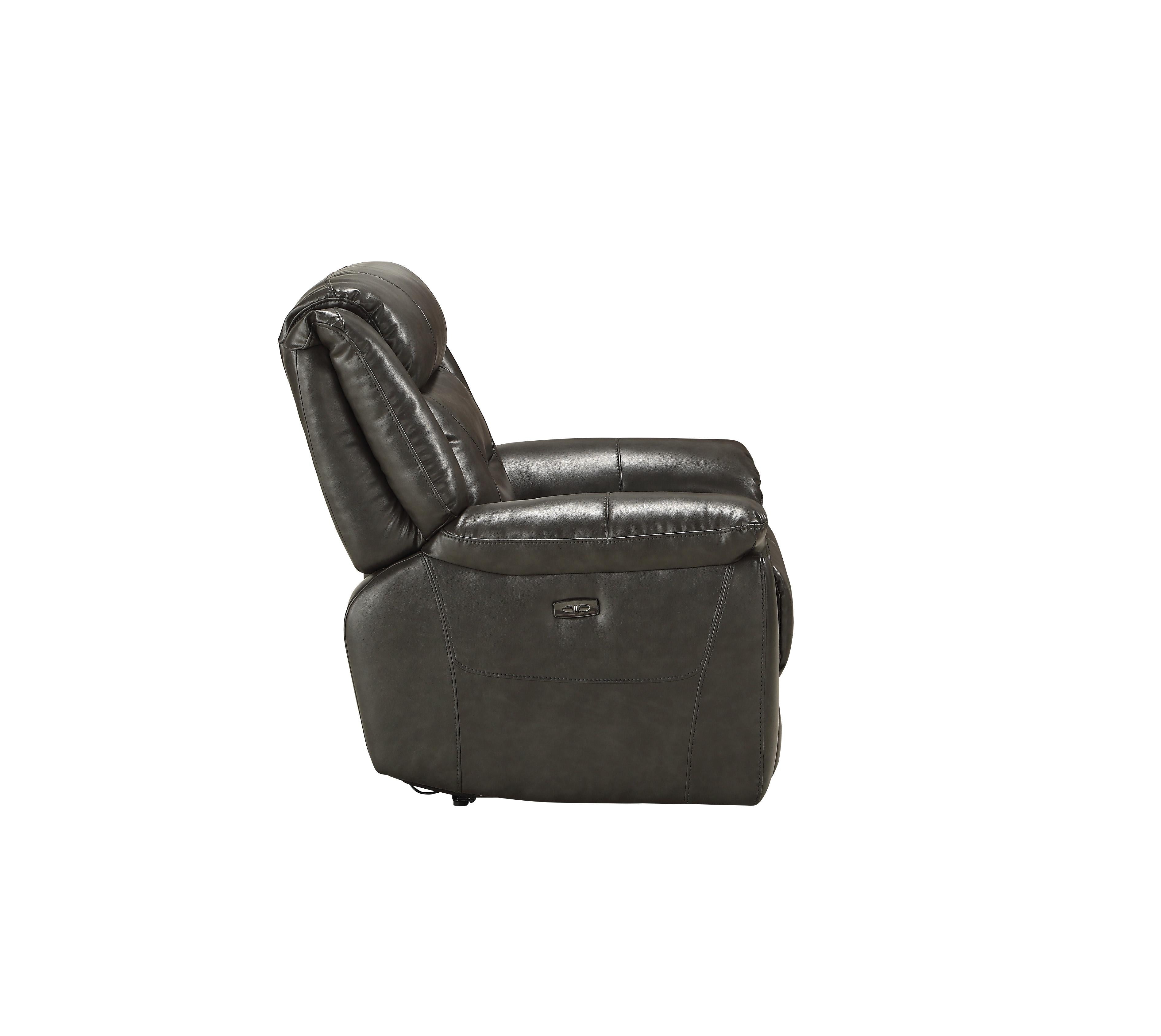 Imogen Gray Leather-Aire Recliner (Power Motion) - Joseph's Furniture (East Orange, NJ)