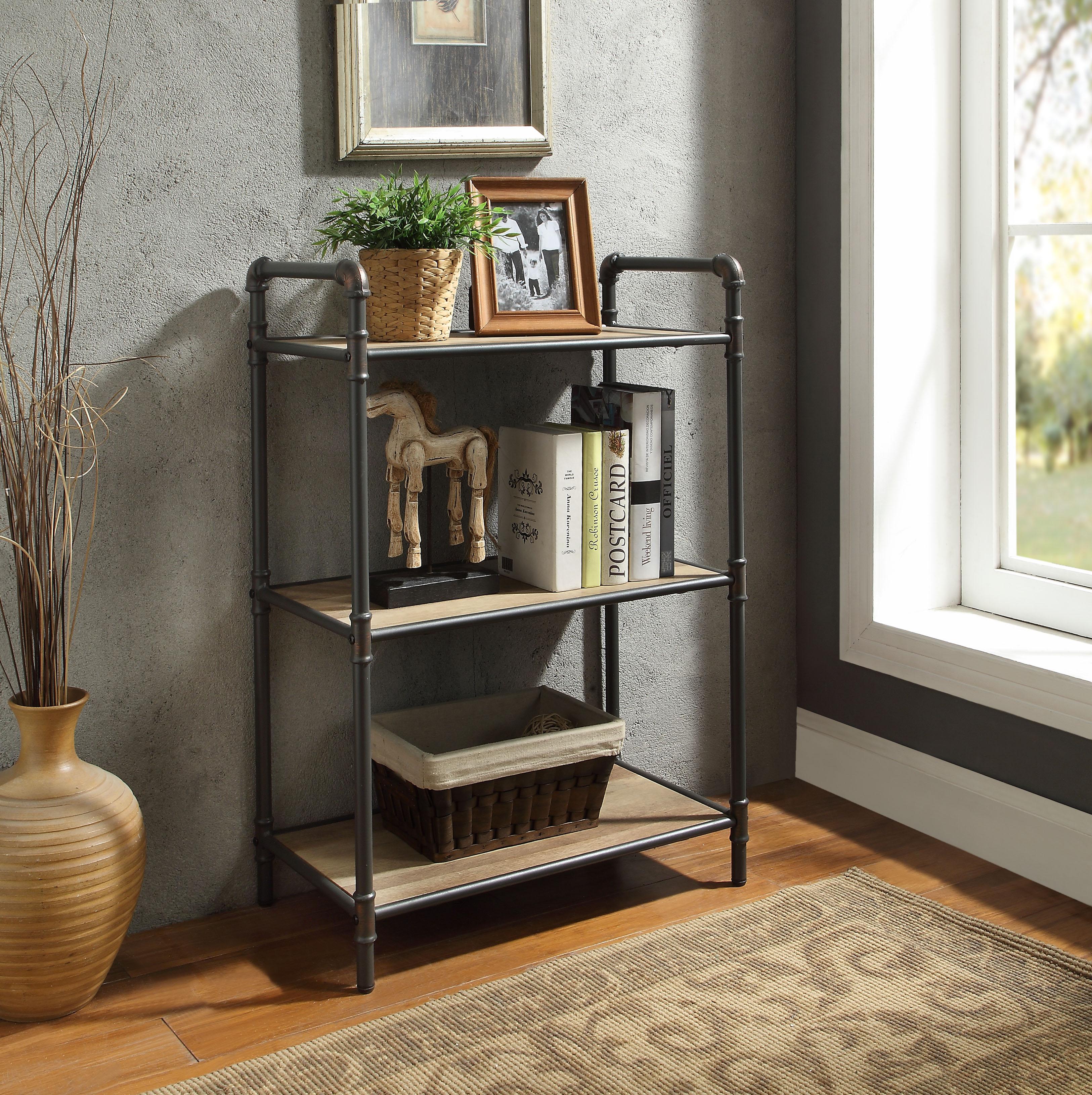 Itzel Antique Oak & Sandy Gray Bookshelf - Joseph's Furniture (East Orange, NJ)