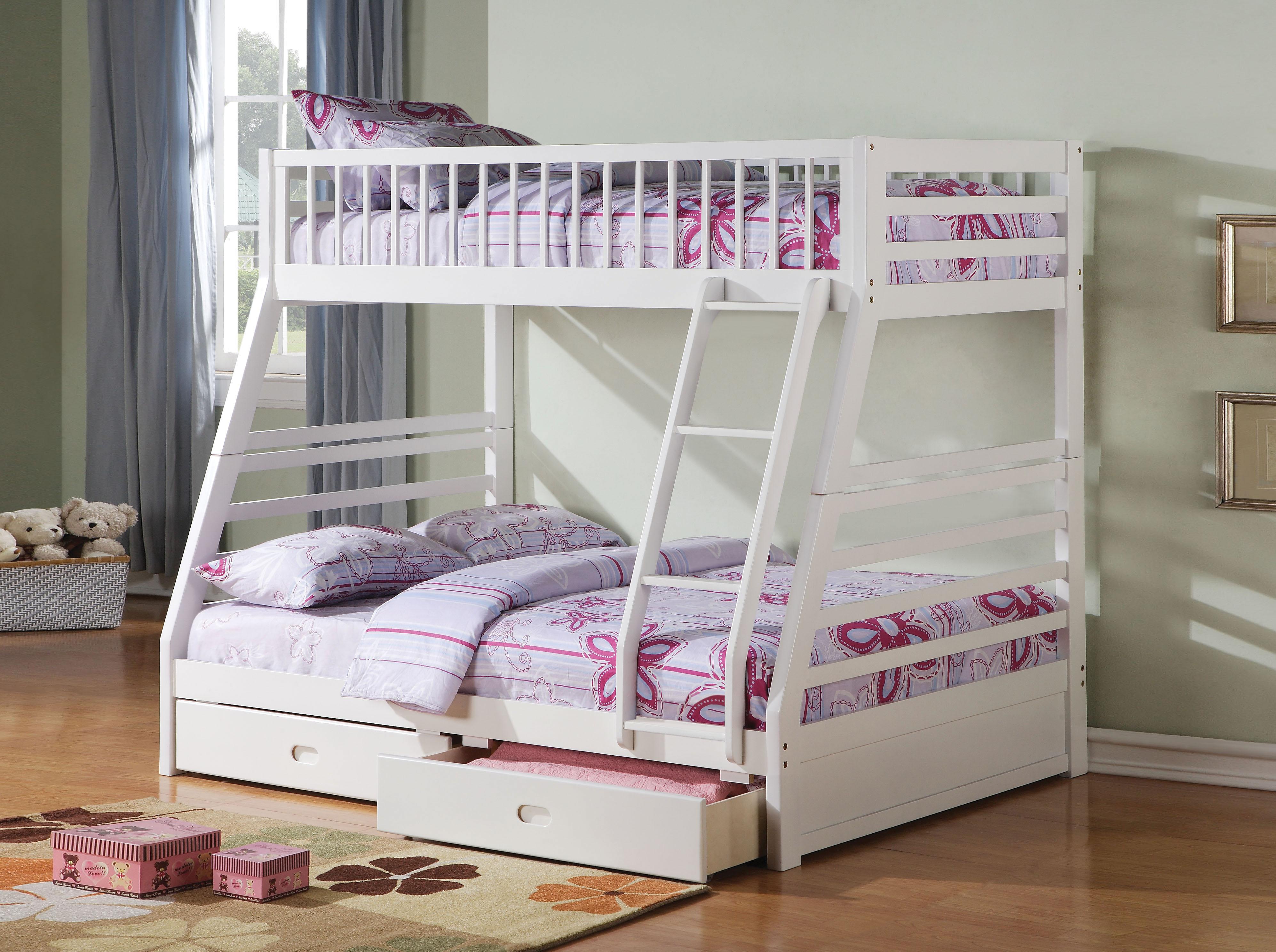 Jason White Bunk Bed (Twin/Full) - Joseph's Furniture (East Orange, NJ)