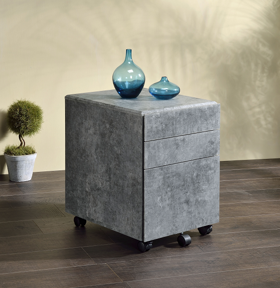 Jurgen Faux Concrete & Silver File Cabinet - Joseph's Furniture (East Orange, NJ)
