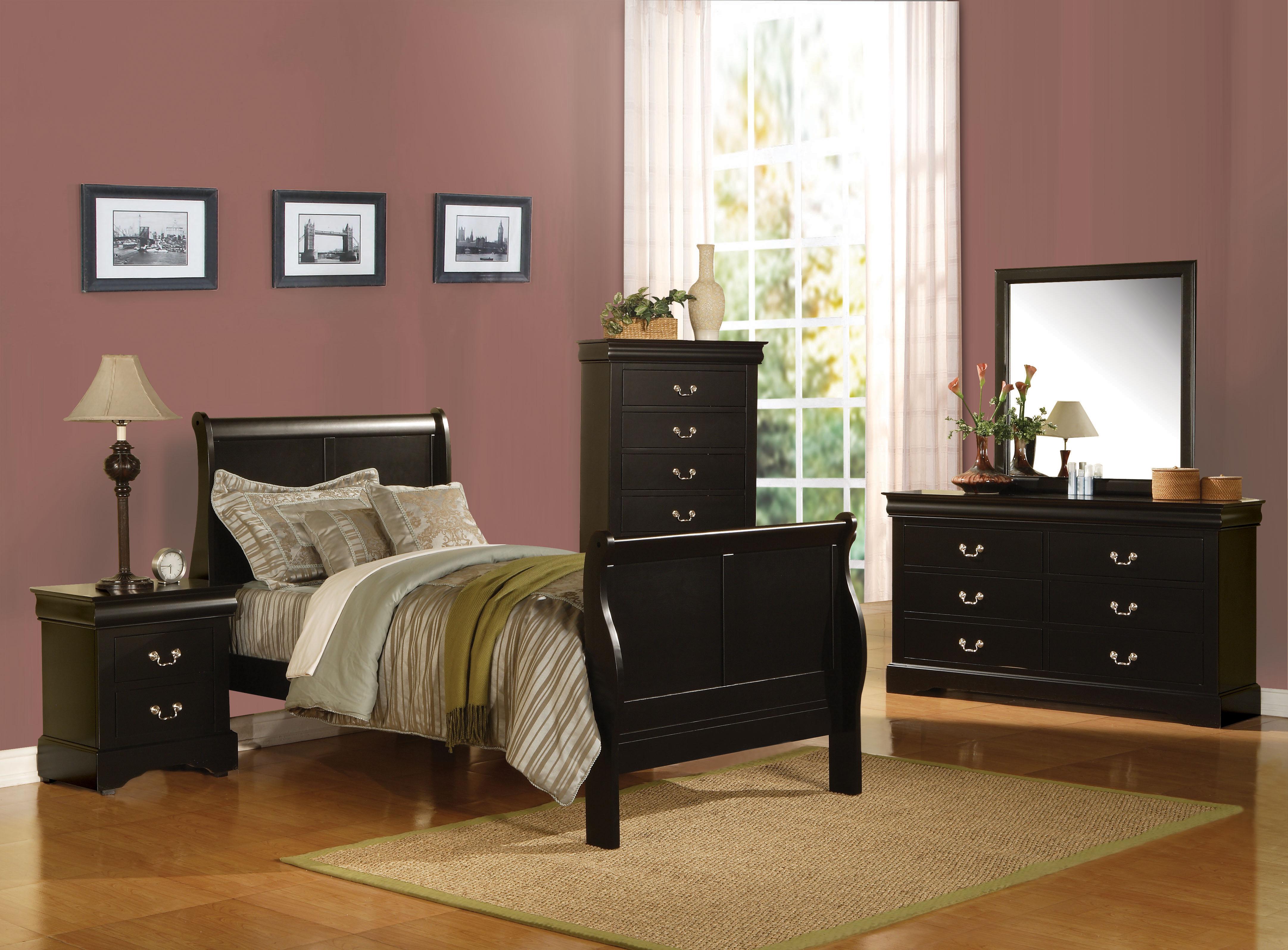 Louis Philippe III Black Twin Bed - Joseph's Furniture (East Orange, NJ)