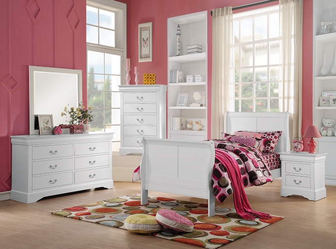 Louis Philippe III White Twin Bed - Joseph's Furniture (East Orange, NJ)