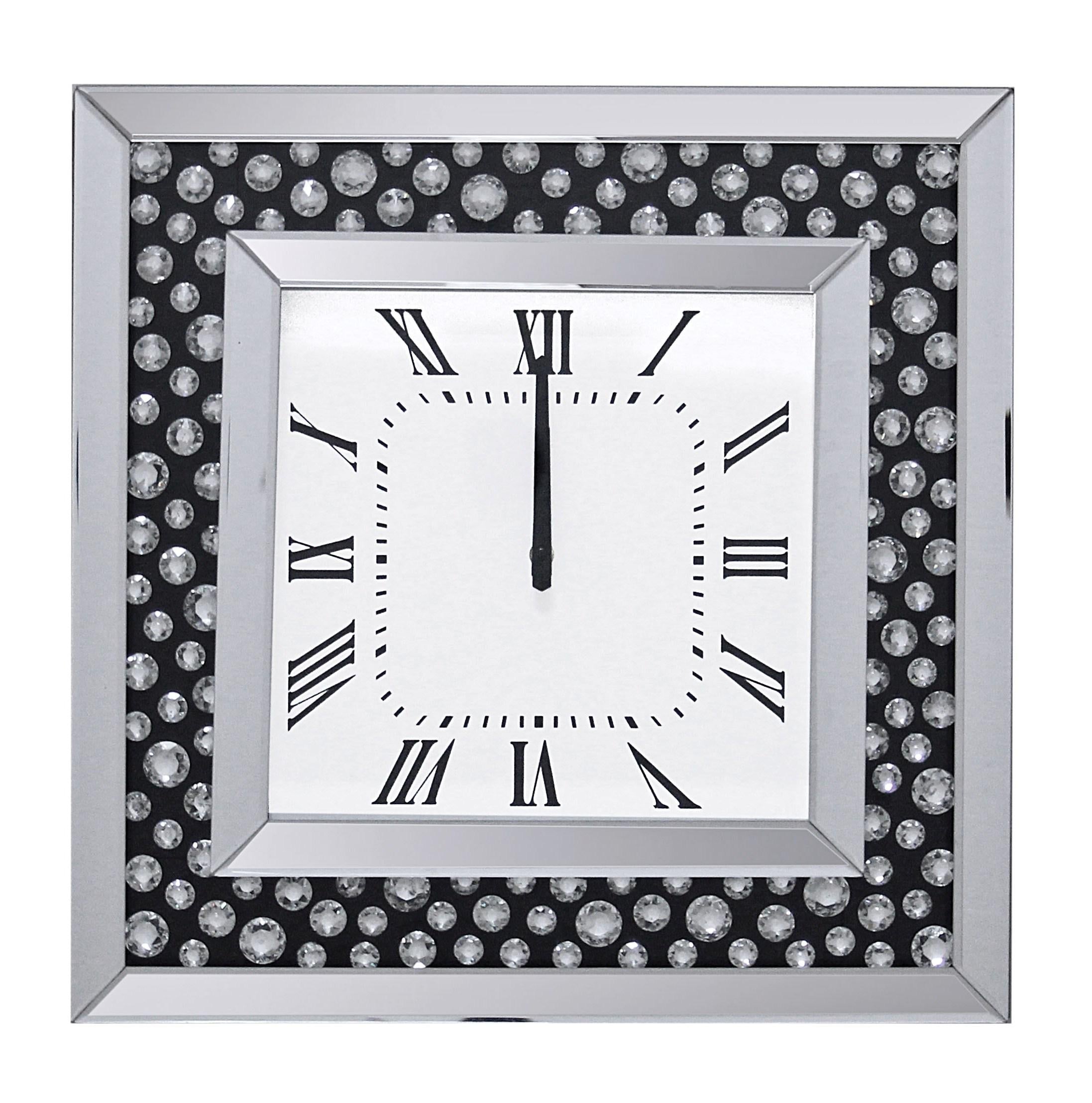 Marku Mirrored & Faux GemStones Wall Clock - Joseph's Furniture (East Orange, NJ)