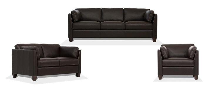 Matias Chocolate Leather 3-Piece Living Room Set - Joseph's Furniture (East Orange, NJ)