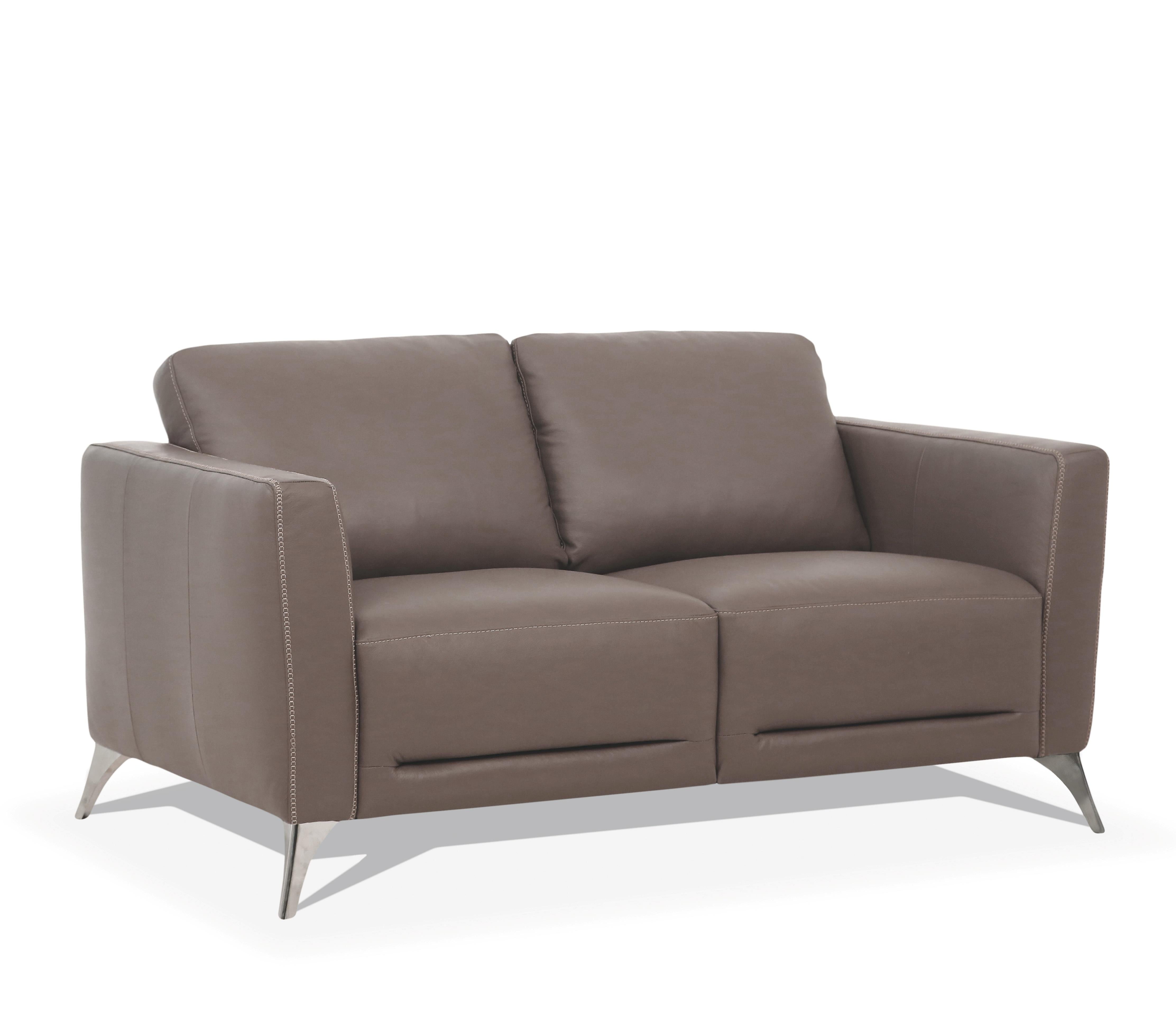 Malaga Taupe Leather Loveseat - Joseph's Furniture (East Orange, NJ)