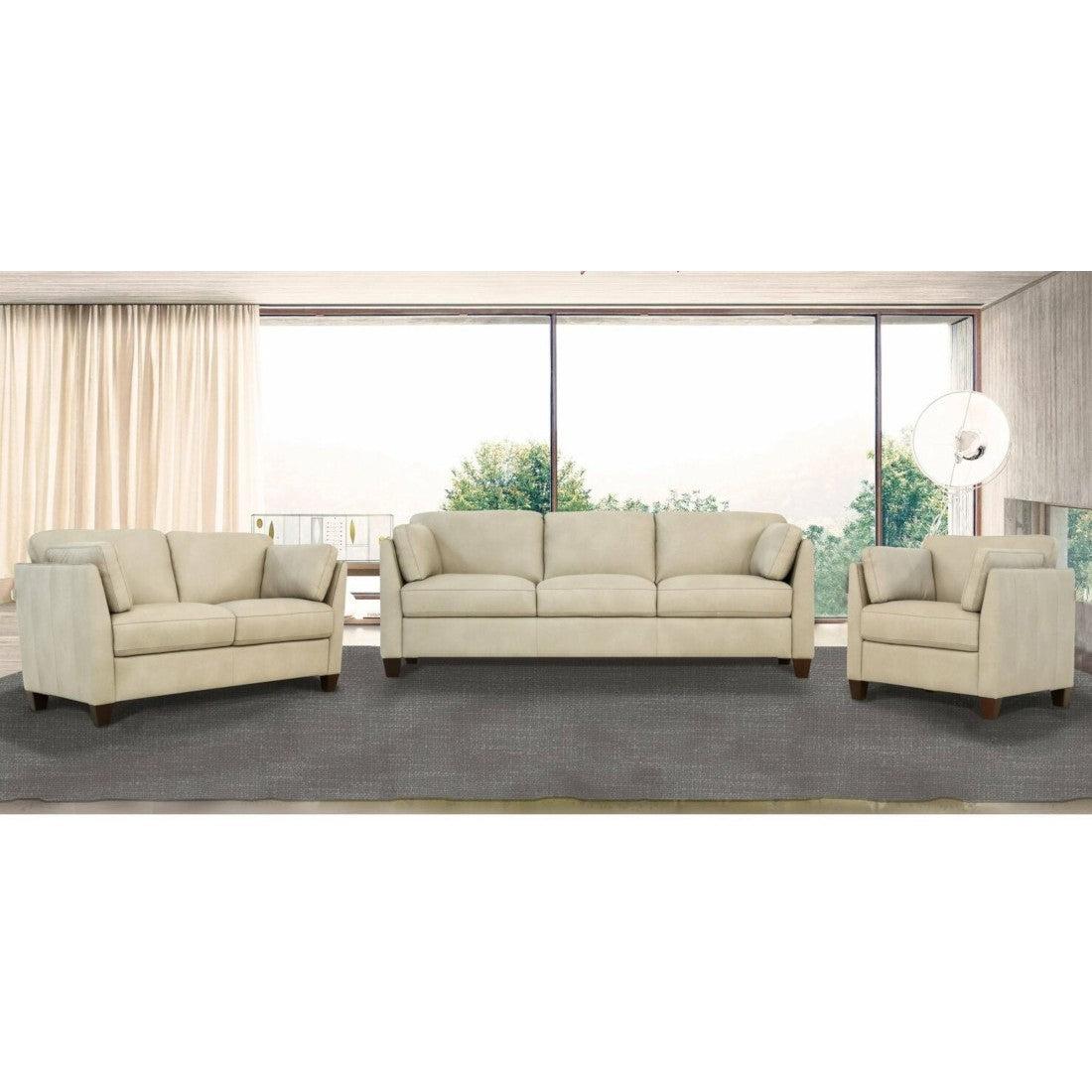 Matias Dusty White Leather 3-Piece Living Room Set - Joseph's Furniture (East Orange, NJ)