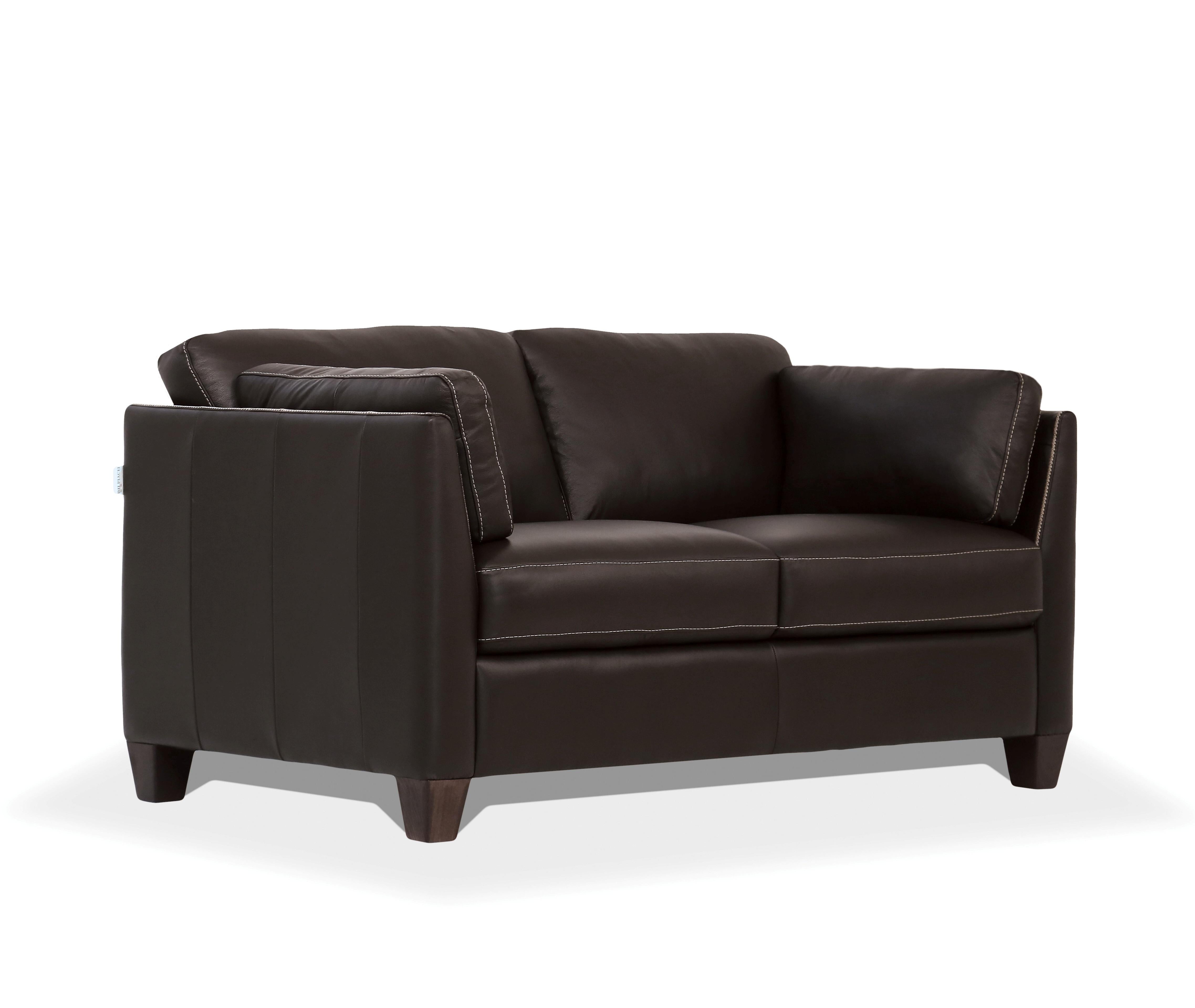 Matias Chocolate Leather Loveseat - Joseph's Furniture (East Orange, NJ)