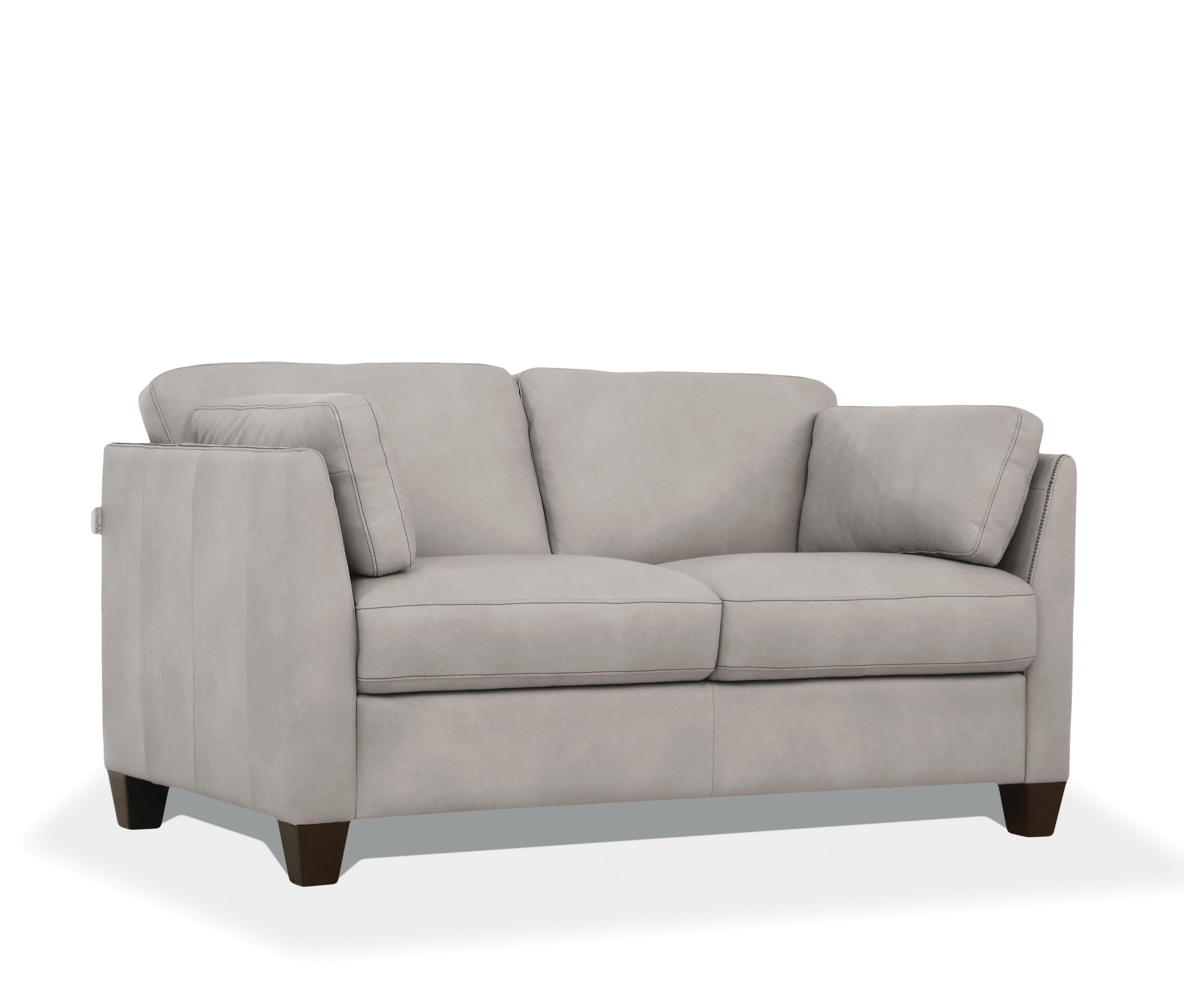 Matias Dusty White Leather Loveseat - Joseph's Furniture (East Orange, NJ)