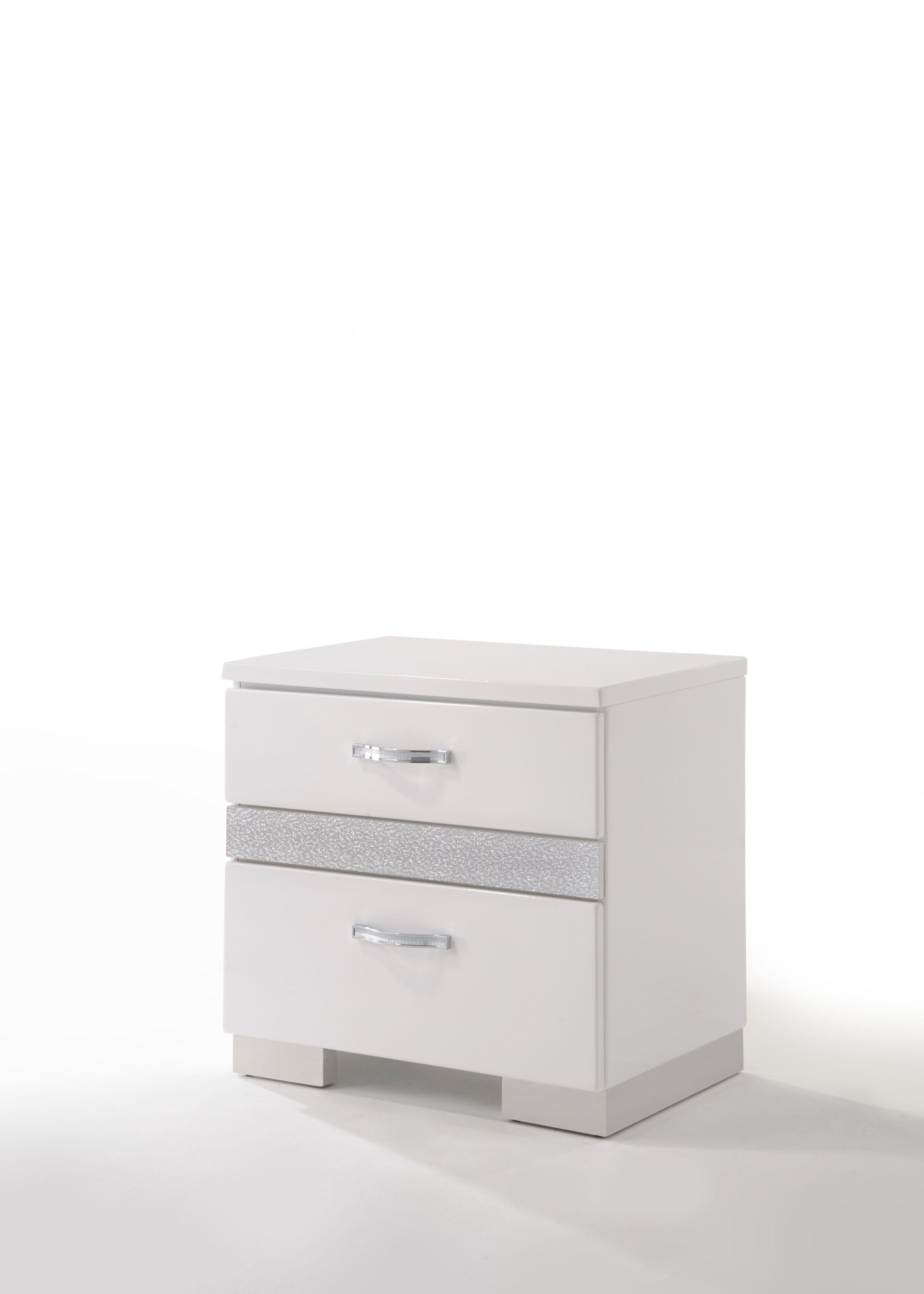 Naima II White High Gloss Nightstand - Joseph's Furniture (East Orange, NJ)