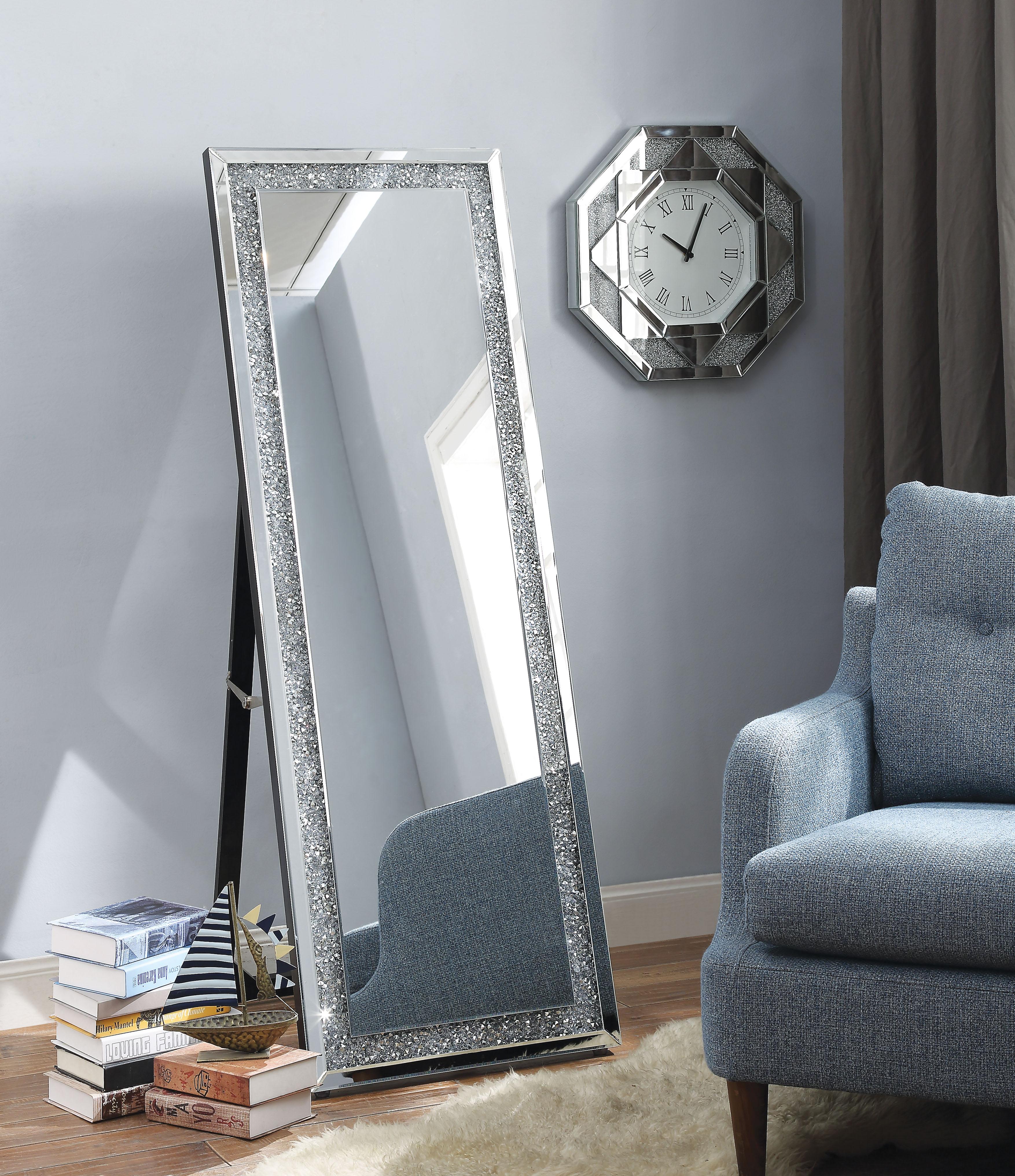 Noralie Mirrored & Faux Diamonds Accent Mirror (Floor) - Joseph's Furniture (East Orange, NJ)