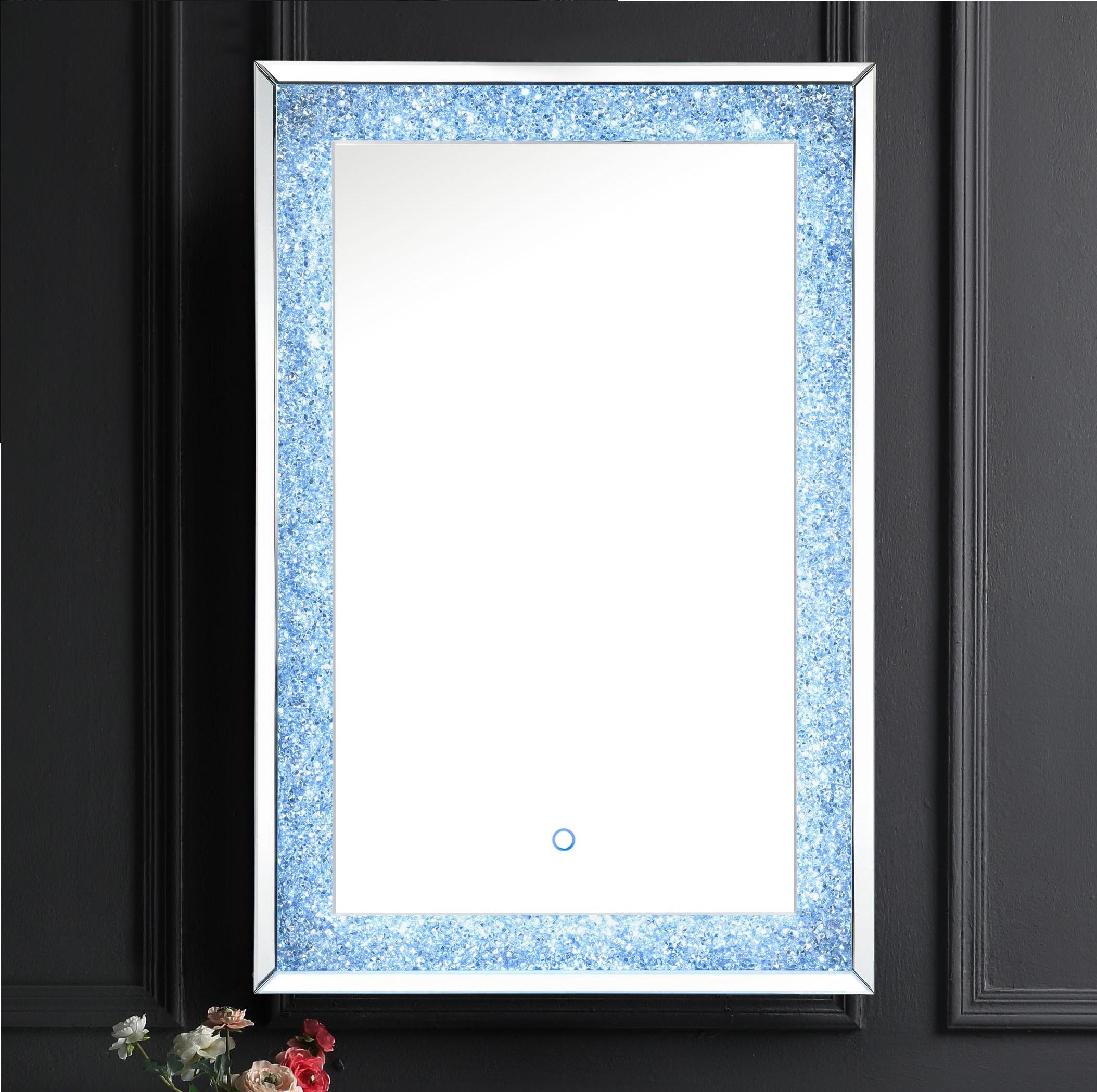 Noralie Mirrored & Faux Diamonds Wall Decor (LED) - Joseph's Furniture (East Orange, NJ)