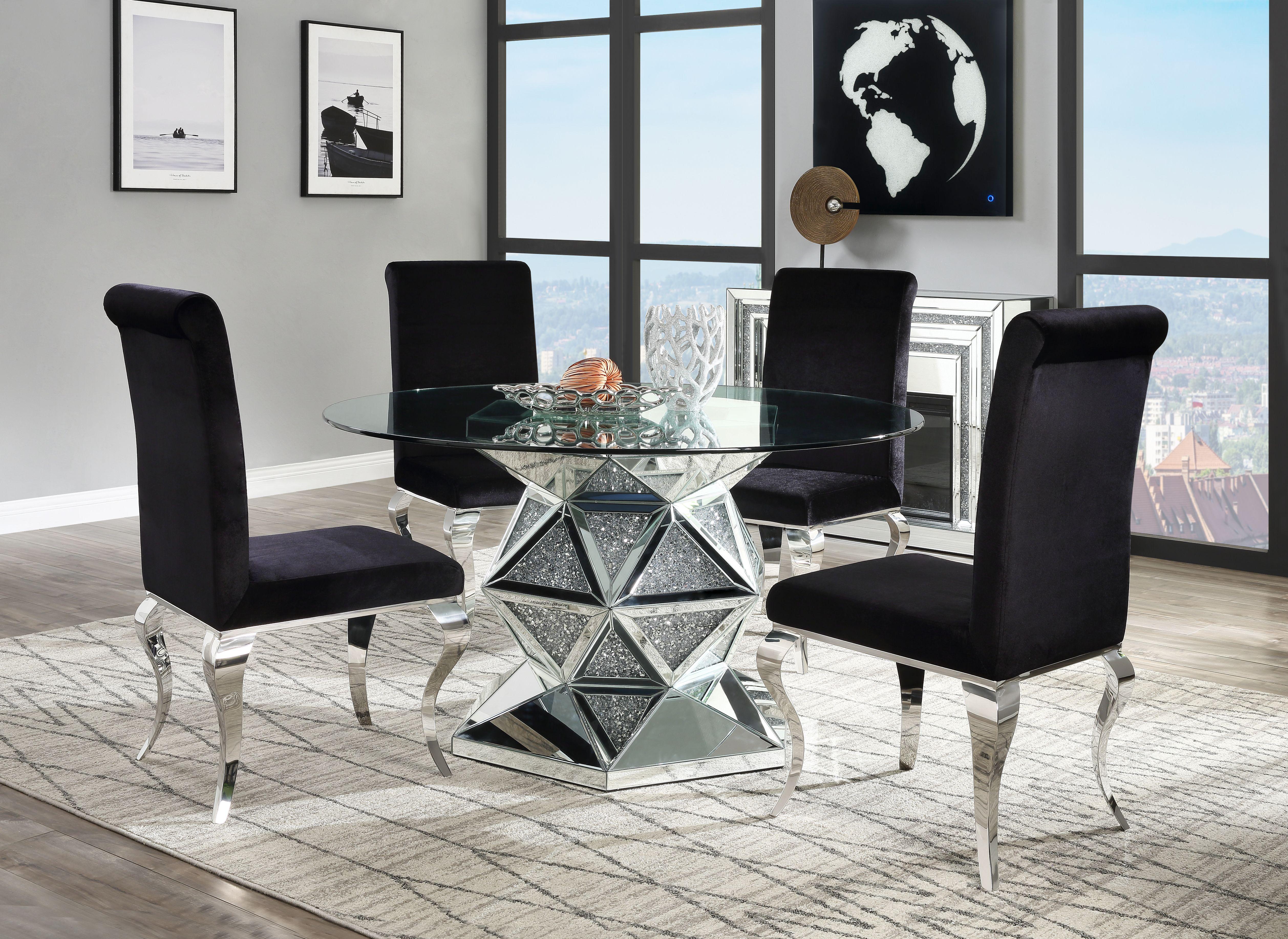 Noralie Mirrored & Faux Diamonds Dining Table - Joseph's Furniture (East Orange, NJ)