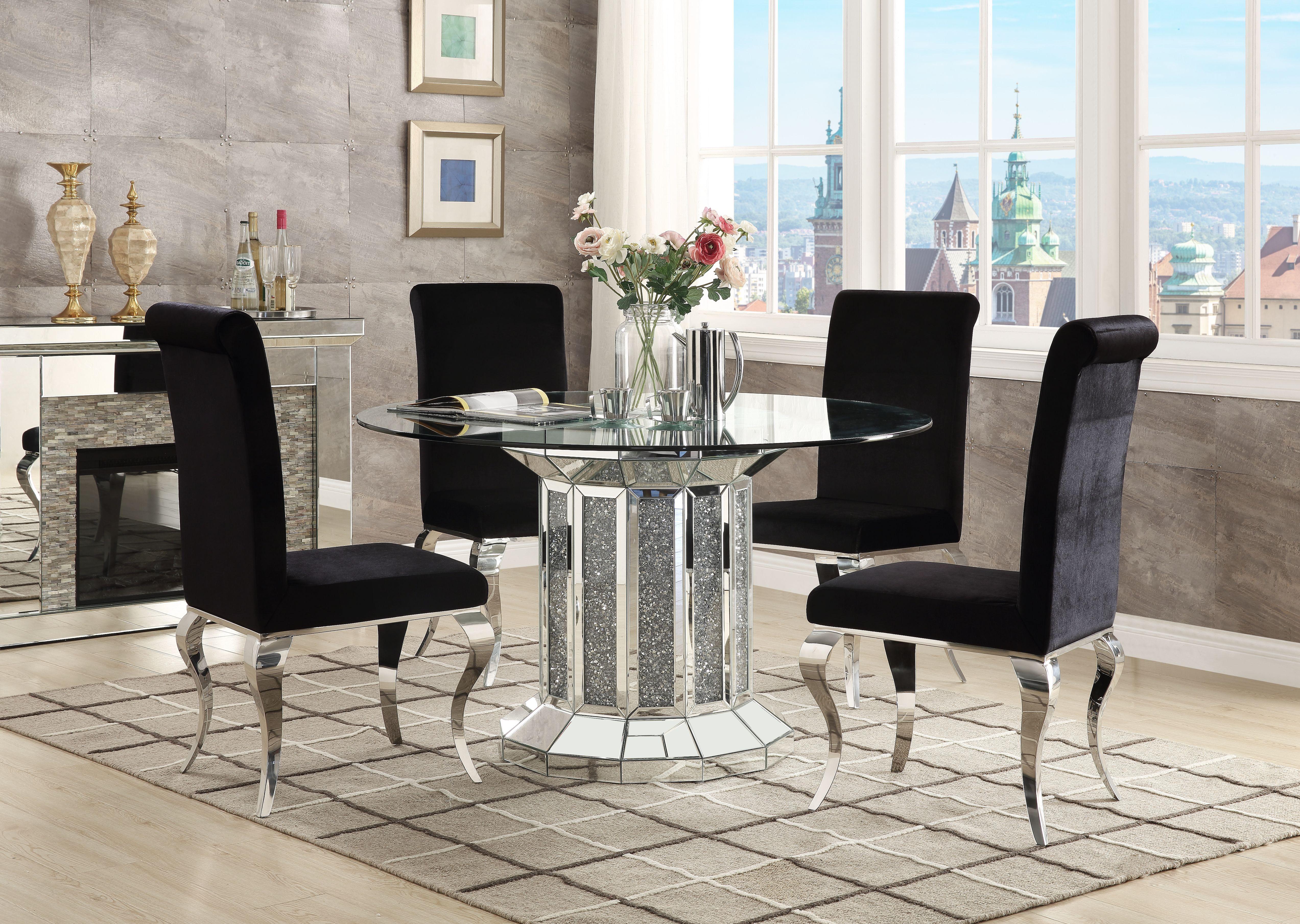 Noralie Mirrored & Faux Diamonds Dining Table - Joseph's Furniture (East Orange, NJ)