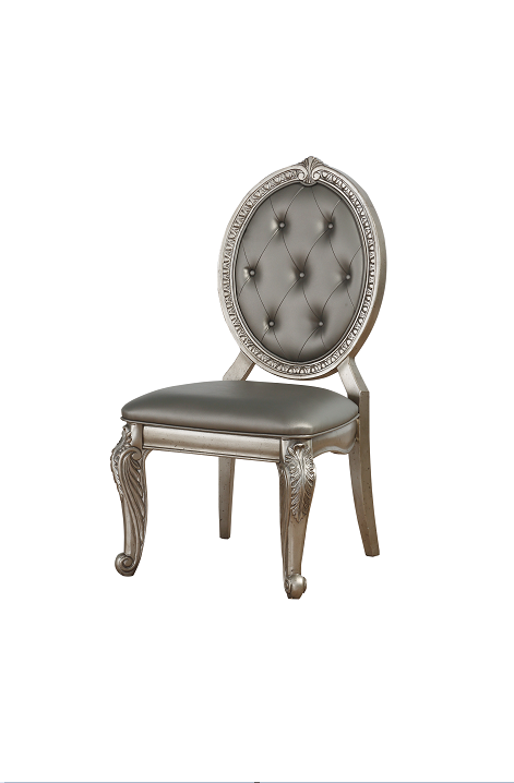 Northville PU & Antique Silver Side Chair - Joseph's Furniture (East Orange, NJ)