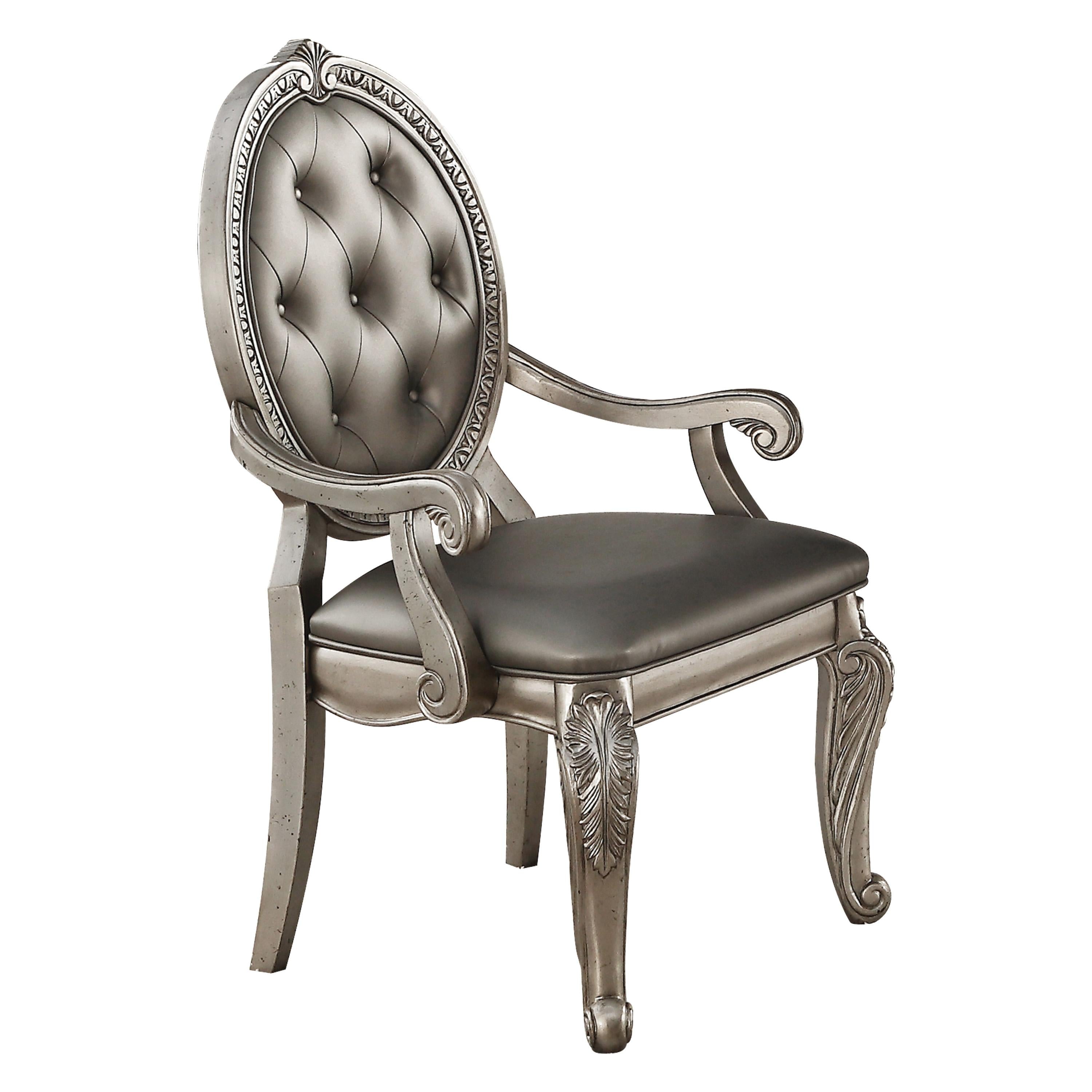 Northville PU & Antique Silver Arm Chair - Joseph's Furniture (East Orange, NJ)