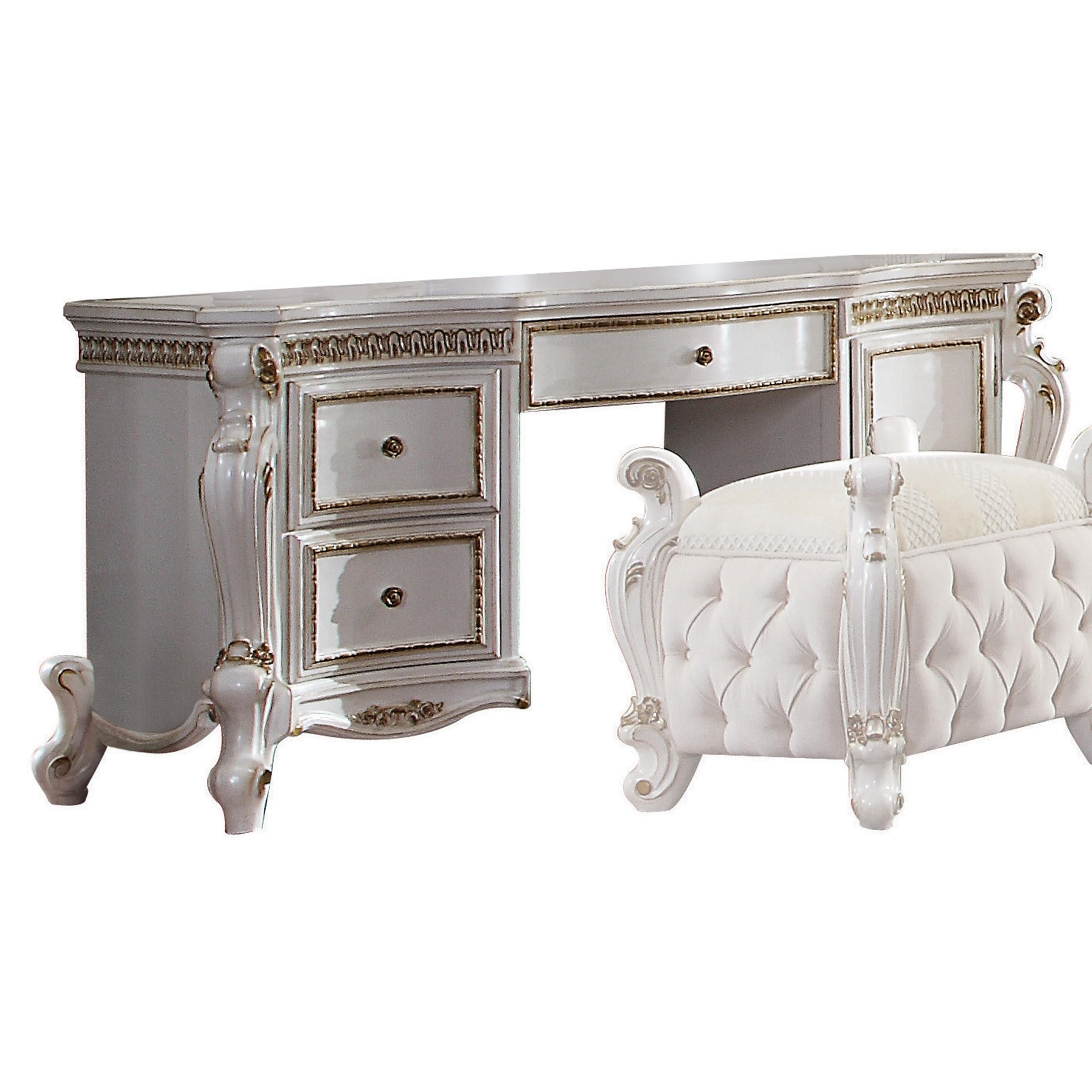 Picardy Antique Pearl Vanity Desk - Joseph's Furniture (East Orange, NJ)