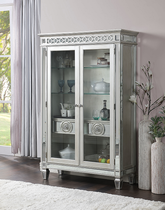 Varian Mirrored & Antique Platinum Curio - Joseph's Furniture (East Orange, NJ)
