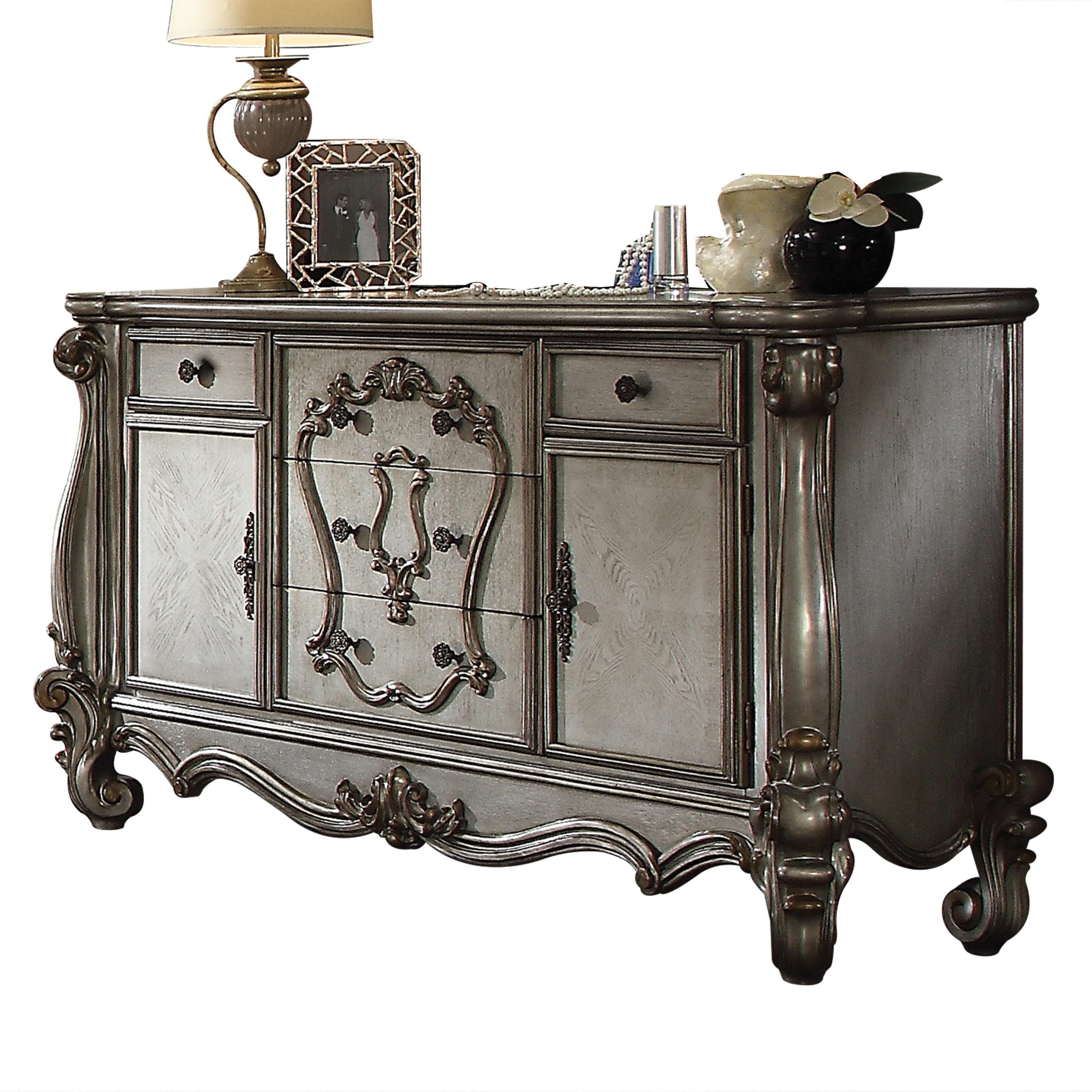 platinum silver dresser Colette Silver Gray Dresser