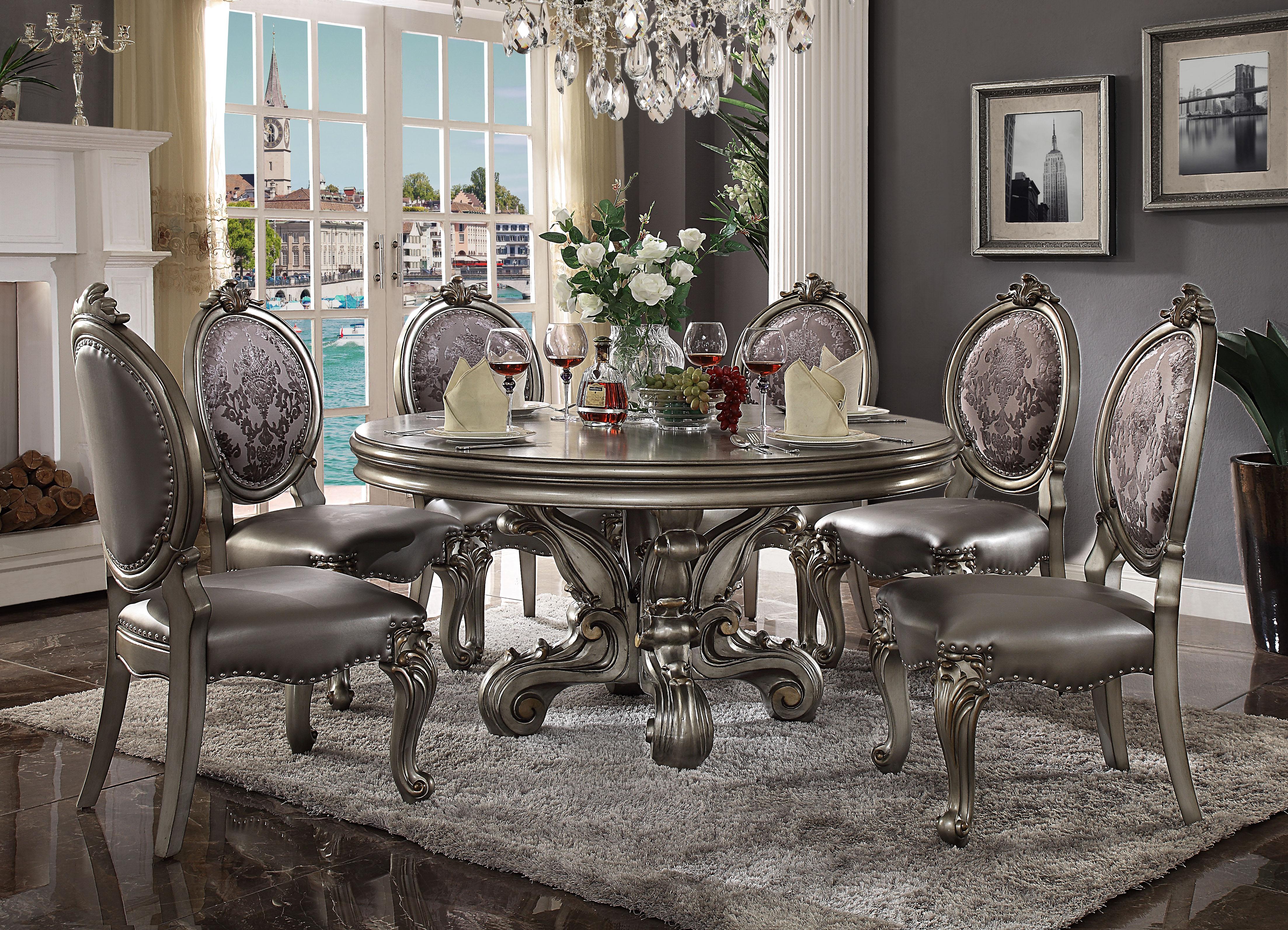 Versailles Antique Platinum Dining Table - Joseph's Furniture (East Orange, NJ)