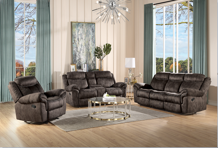 Zubaida 2-Tone Chocolate Velvet Sofa (Glider & Motion) - Joseph's Furniture (East Orange, NJ)