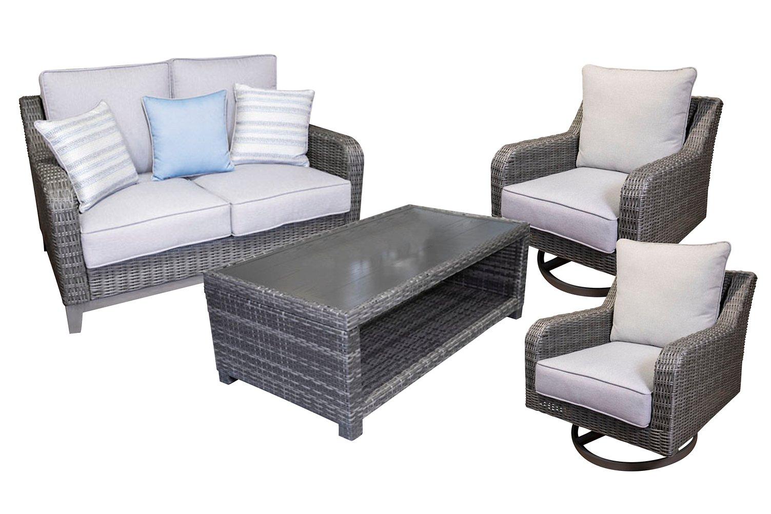 Elite Park Outdoor Loveseat, Lounge Chairs and Cocktail Table - Joseph's Furniture (East Orange, NJ)