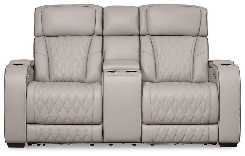 Boyington Power Reclining Loveseat with Console - Joseph's Furniture (East Orange, NJ)