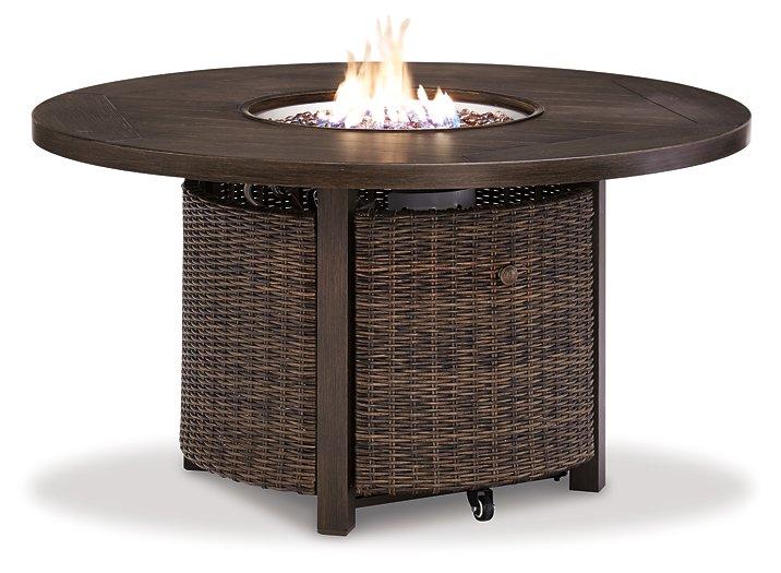 Paradise Trail Paradise Trail Fire Pit Table with 4 Nuvella Swivel Lounge Chairs - Joseph's Furniture (East Orange, NJ)