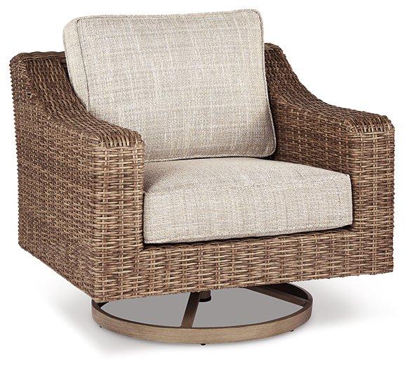 Beachcroft Outdoor Swivel Lounge with Cushion - Joseph's Furniture (East Orange, NJ)