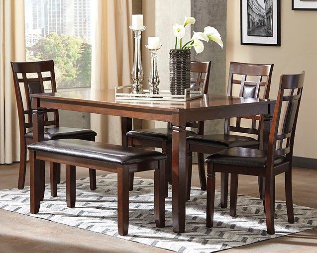 Bennox Dining Table and Chairs with Bench (Set of 6) - Joseph's Furniture (East Orange, NJ)